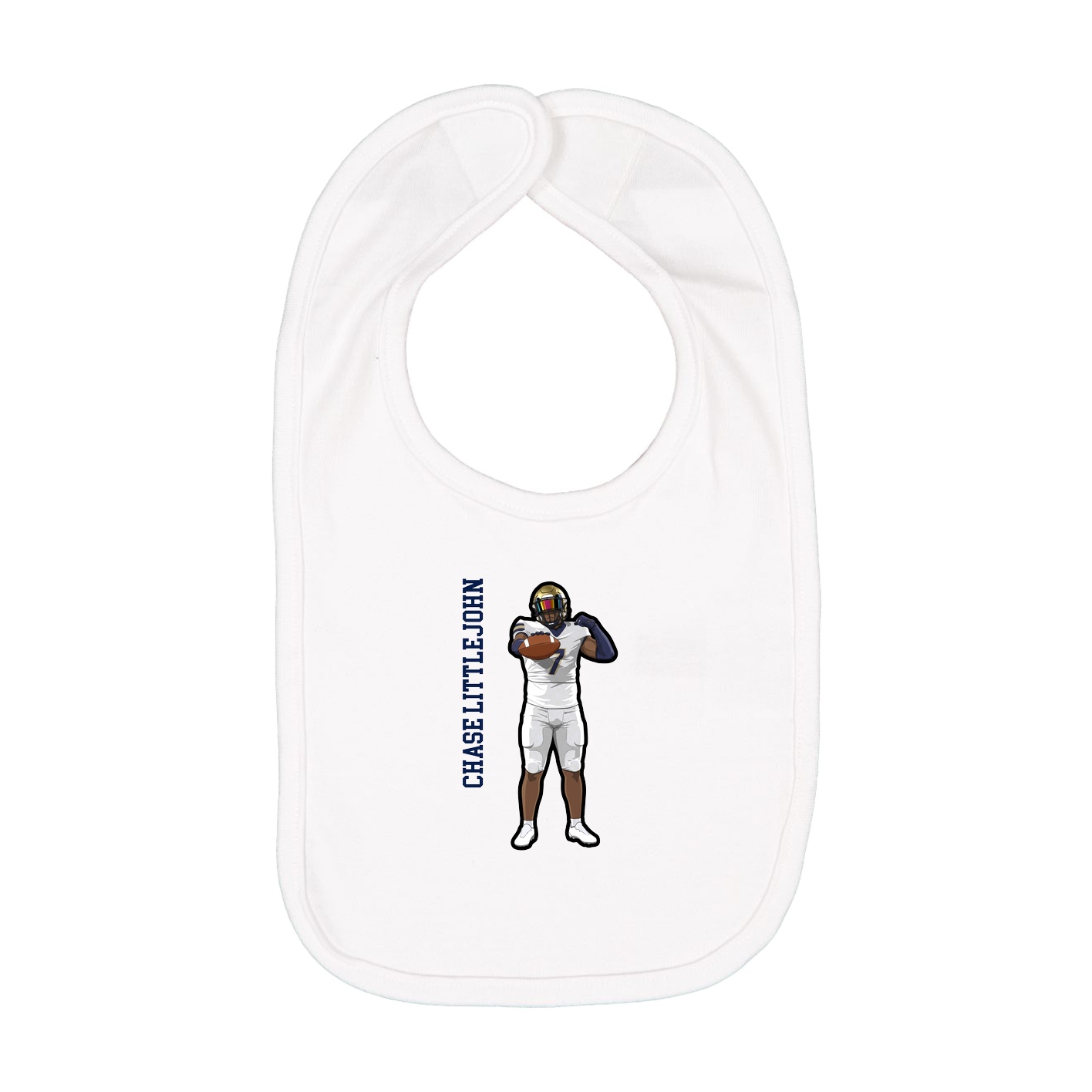 Infant Bib — Name Vertical in White