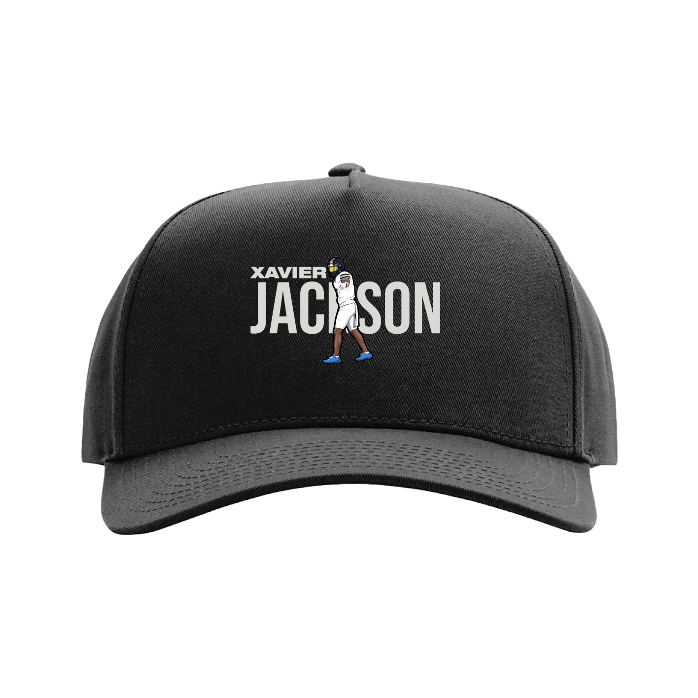 Full Fabric Five-Panel Champ Cap — Player Name in Black