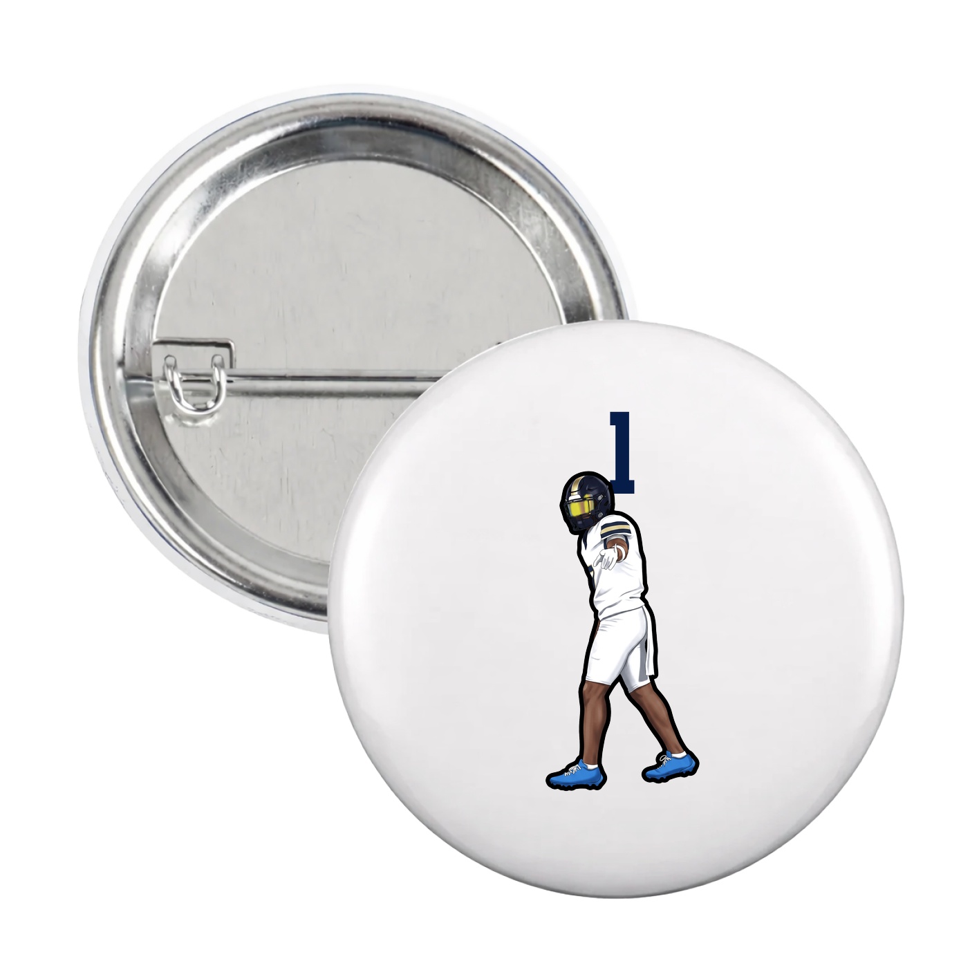 Game Day Button — Number Top in White