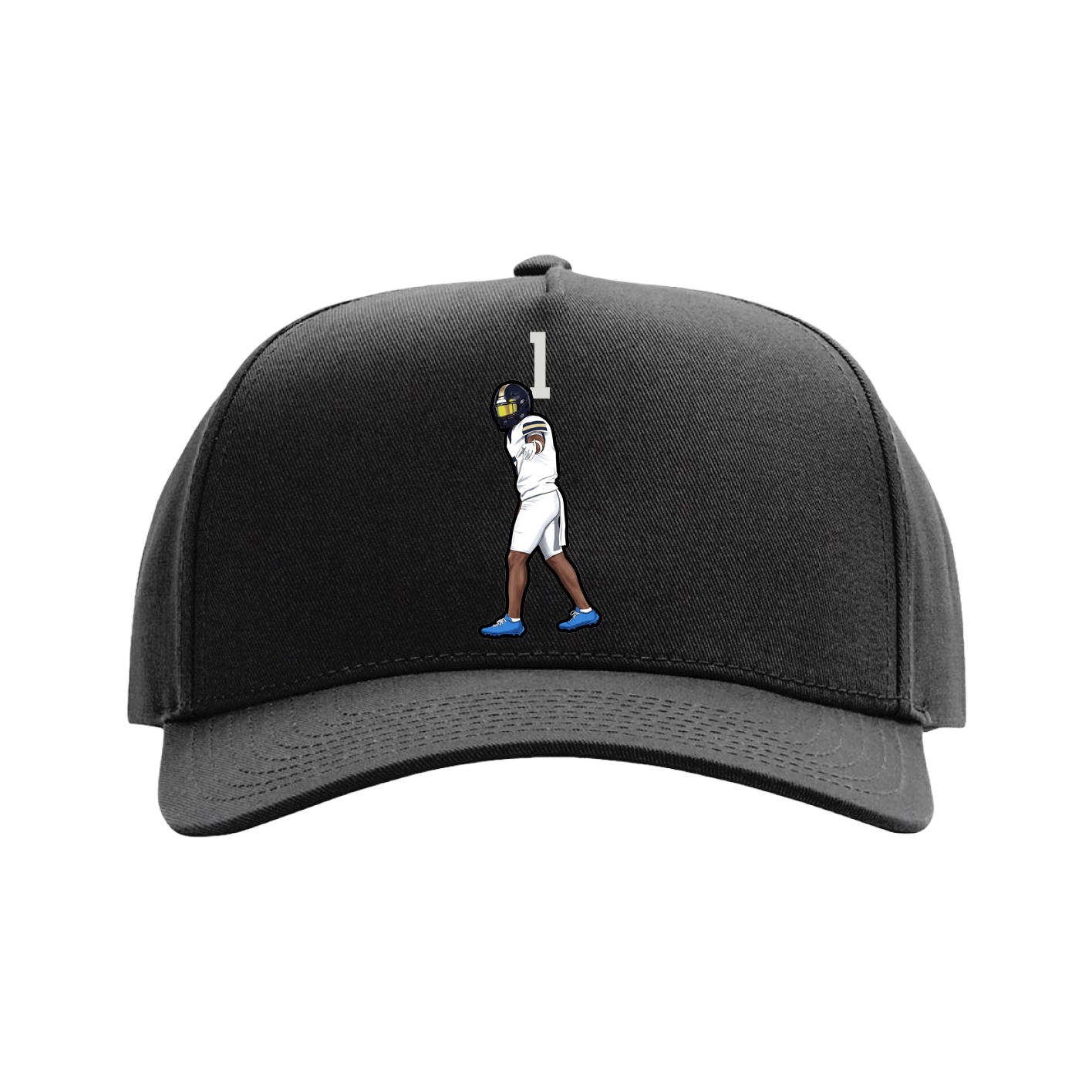 Full Fabric Five-Panel Champ Cap — Number Top in Black