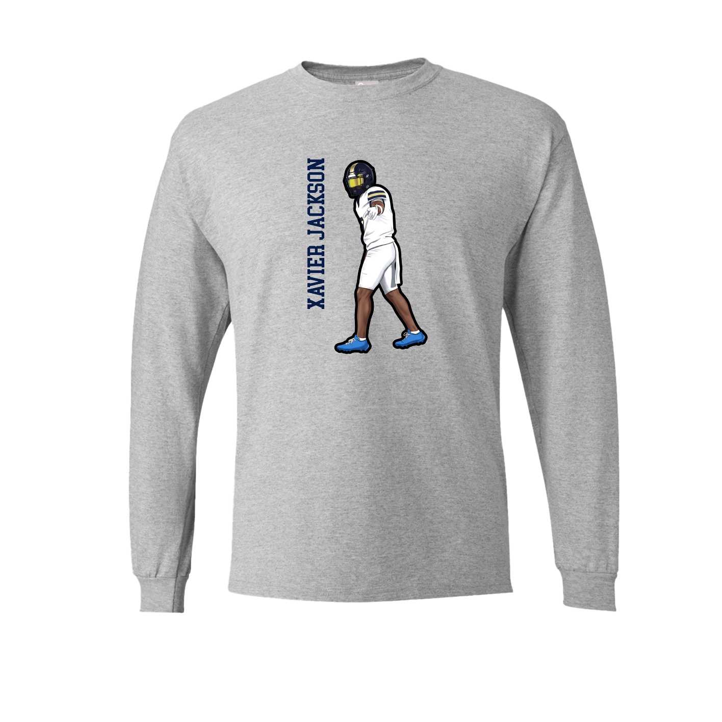 Long Sleeve Tee — Name Vertical in Grey