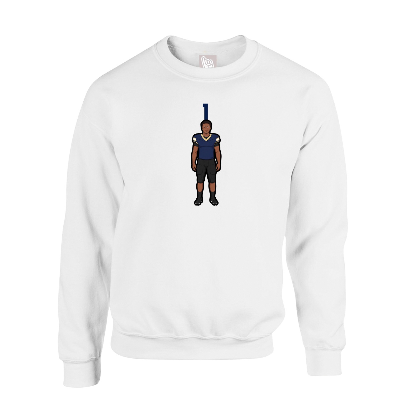 Fleece Crew — Number Top in White