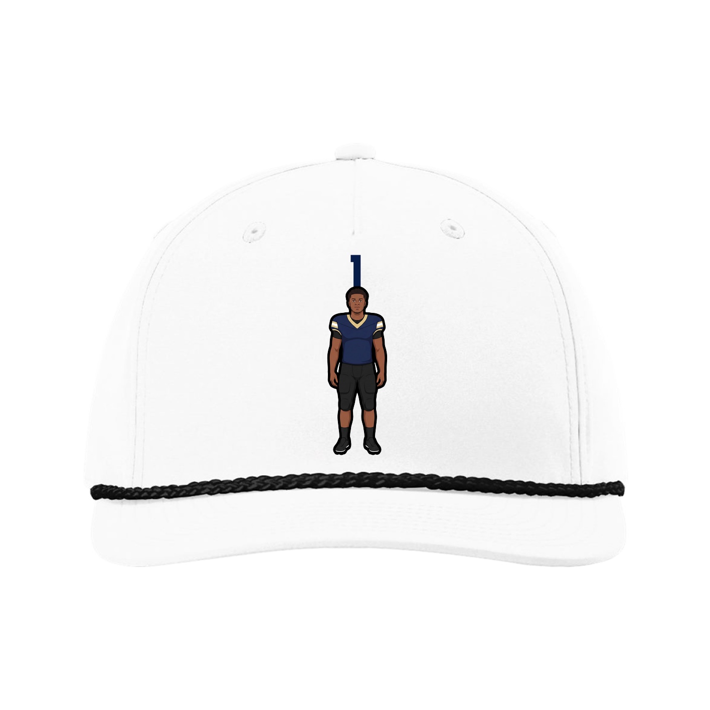 Five-Panel Classic Rope Cap — Number Top in White