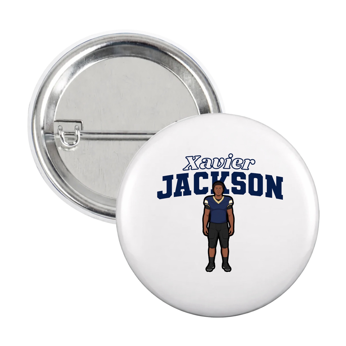 Game Day Button — Name Arch in White