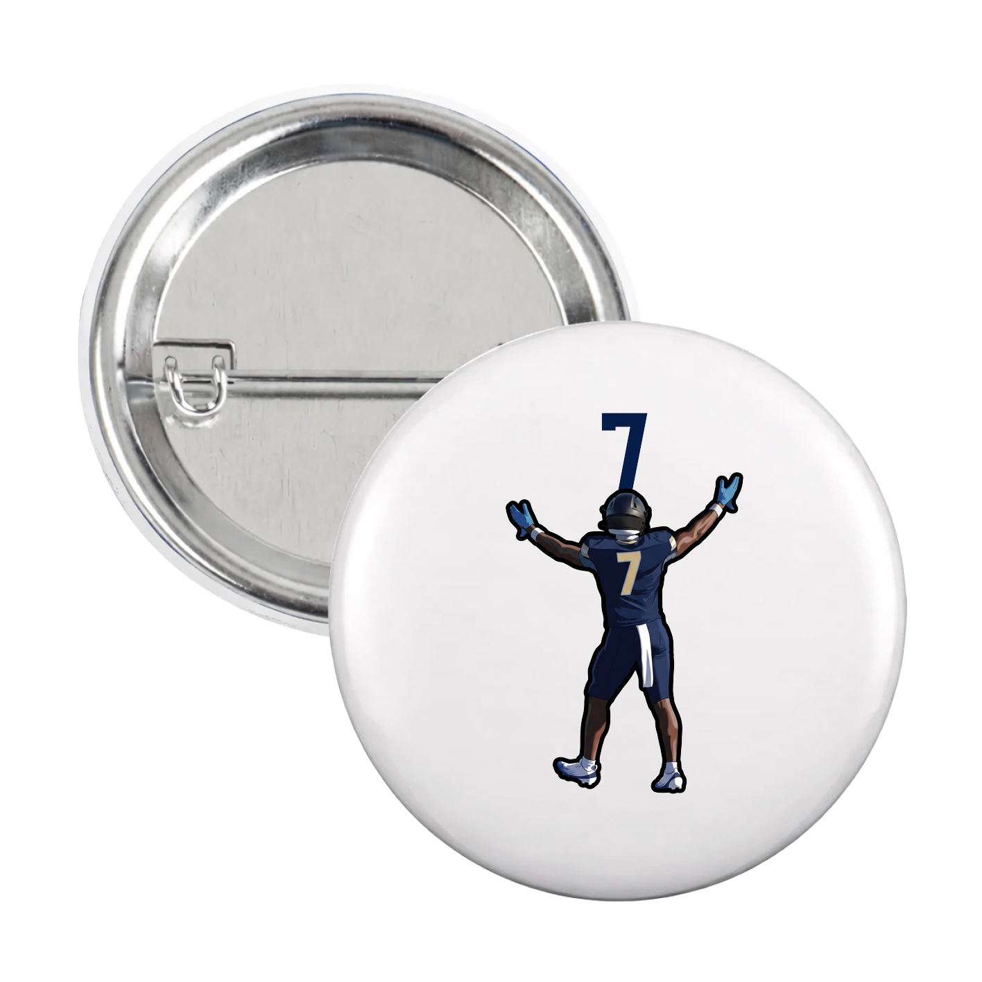 Game Day Button — Number Top in White