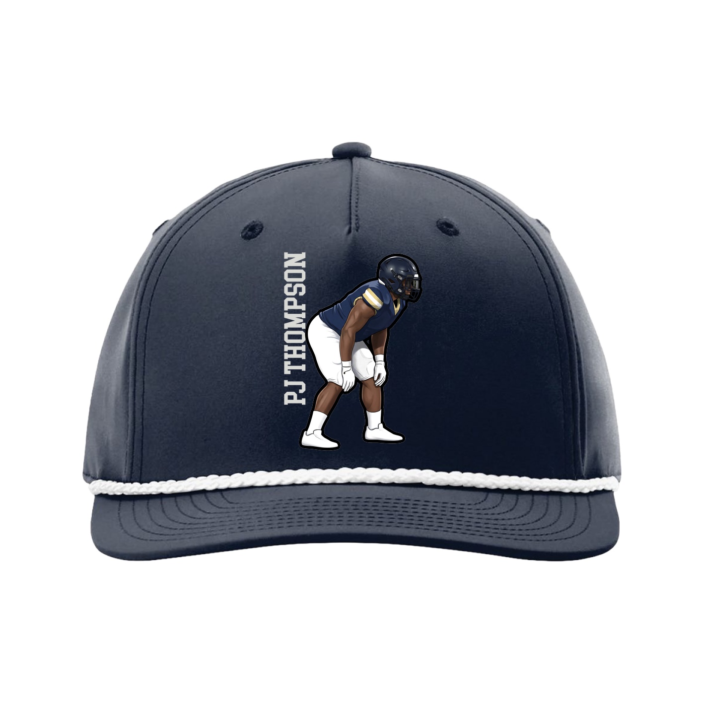 Five-Panel Classic Rope Cap — Name Vertical in Navy