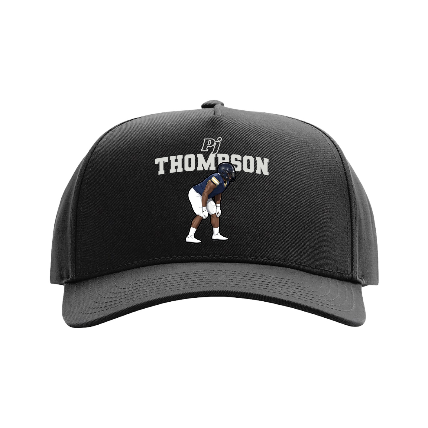 Full Fabric Five-Panel Champ Cap — Name Arch in Black