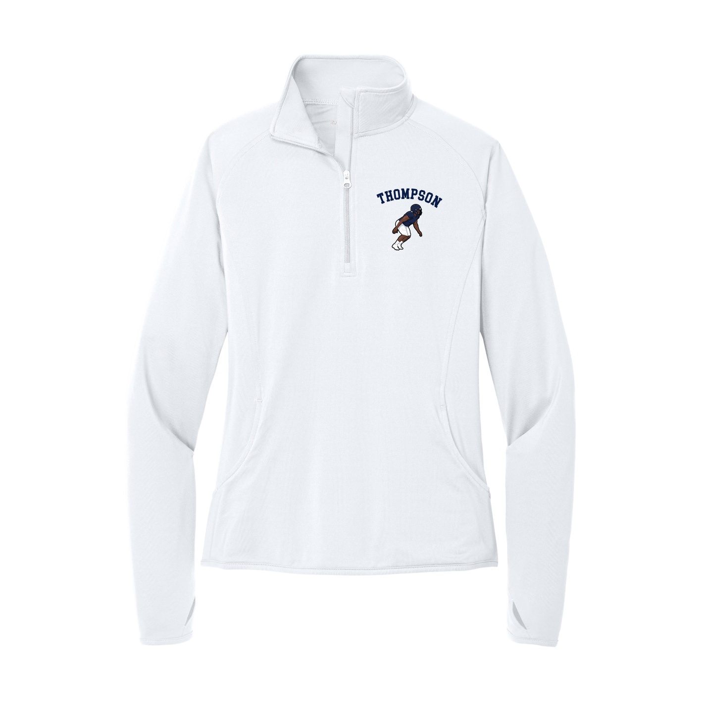 Women's Q-Zip Pullover — Shirsey Arch in White