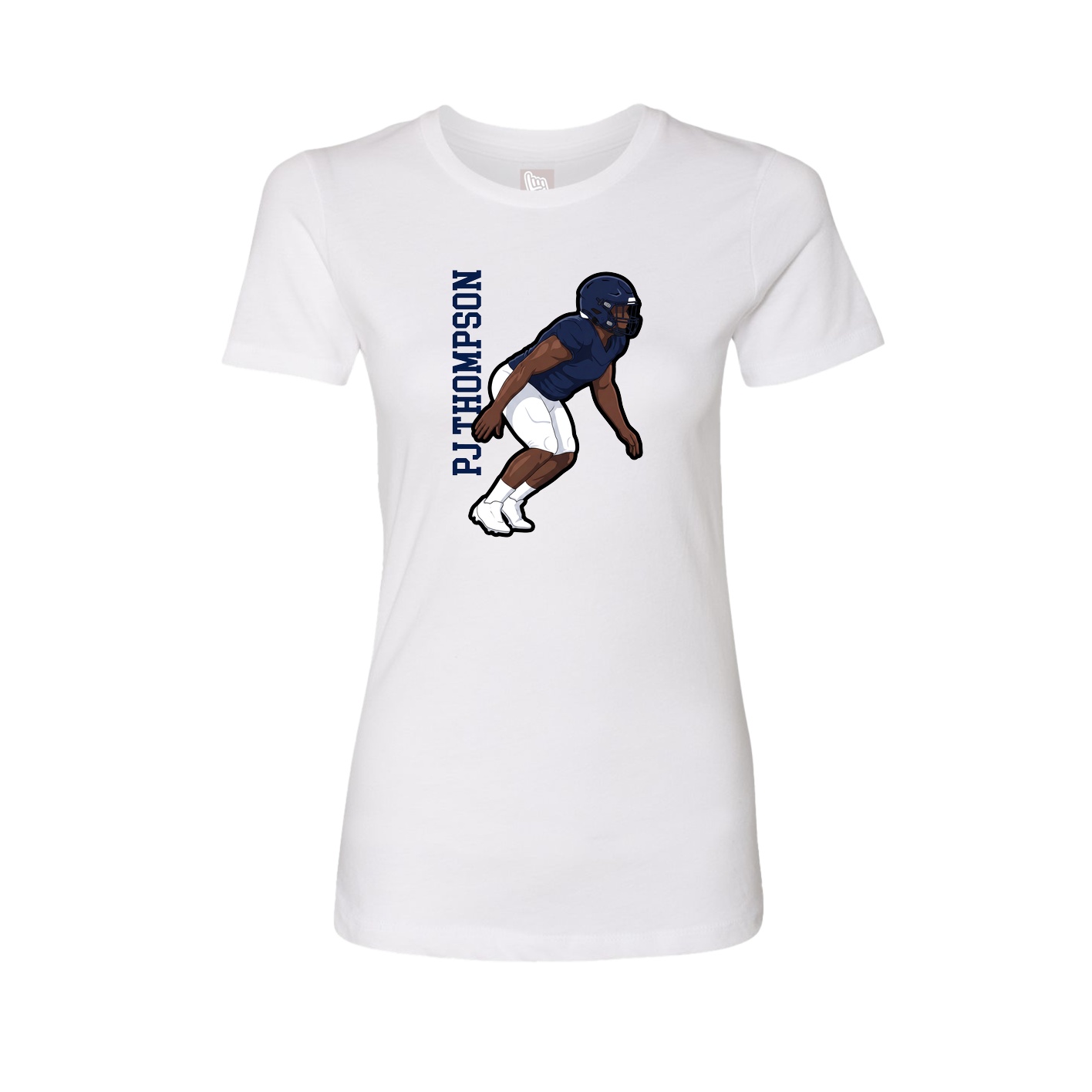 Fitted Women's Tee — Name Vertical in White
