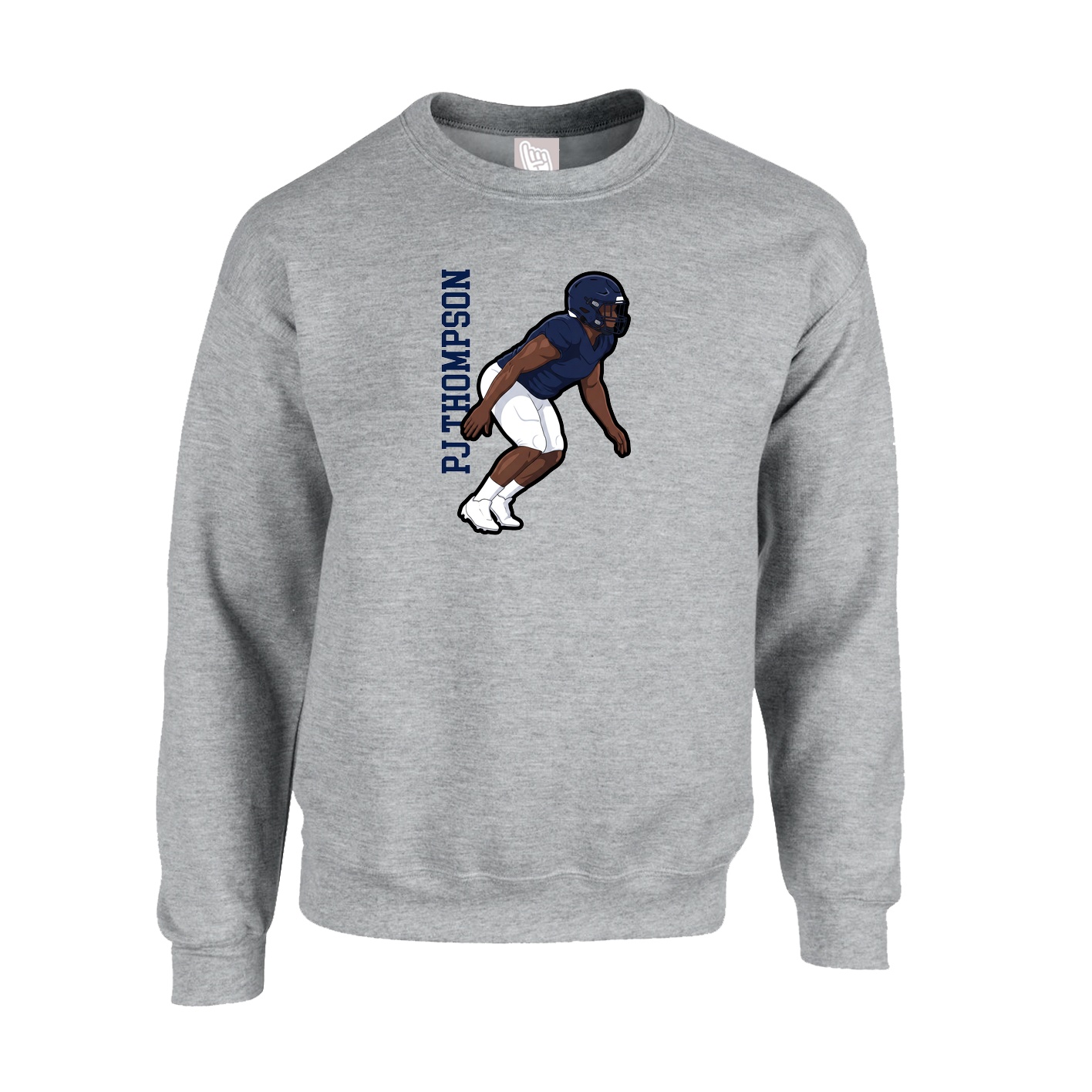Fleece Crew — Name Vertical in Grey