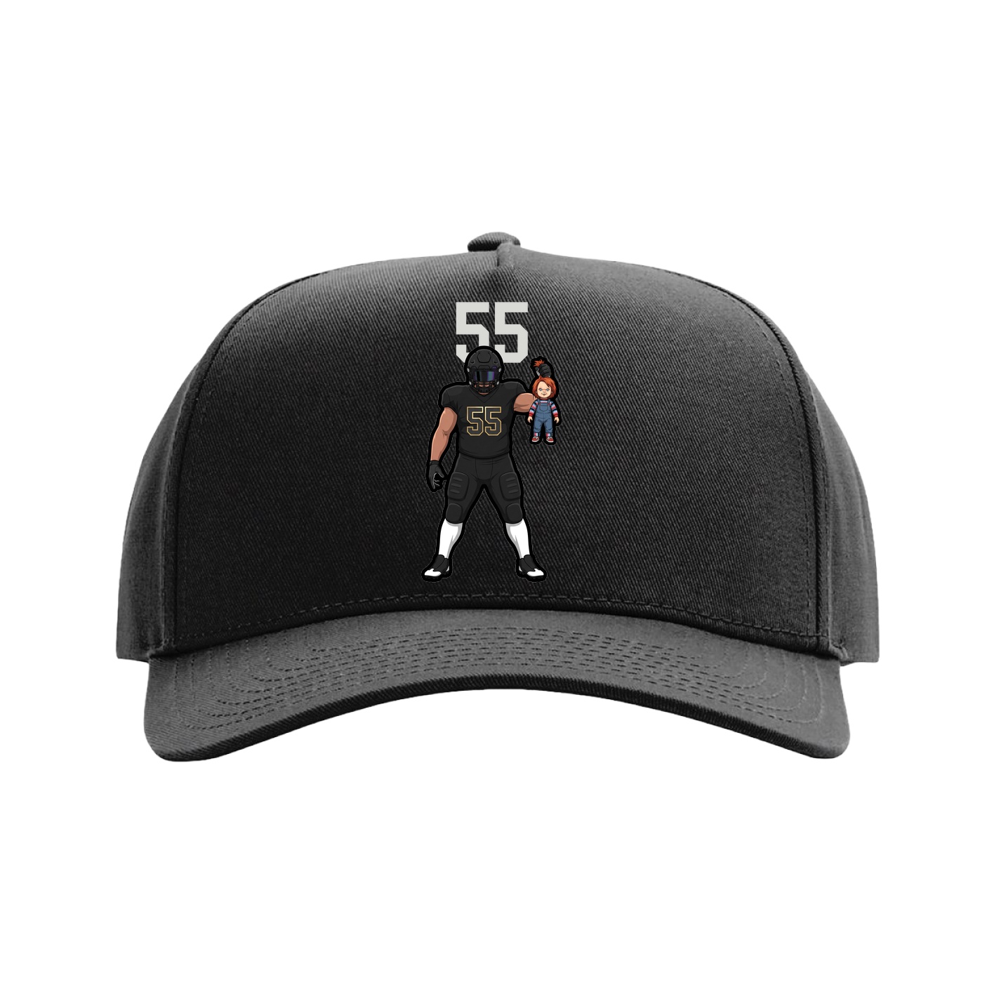 Full Fabric Five-Panel Champ Cap — Number Top in Black