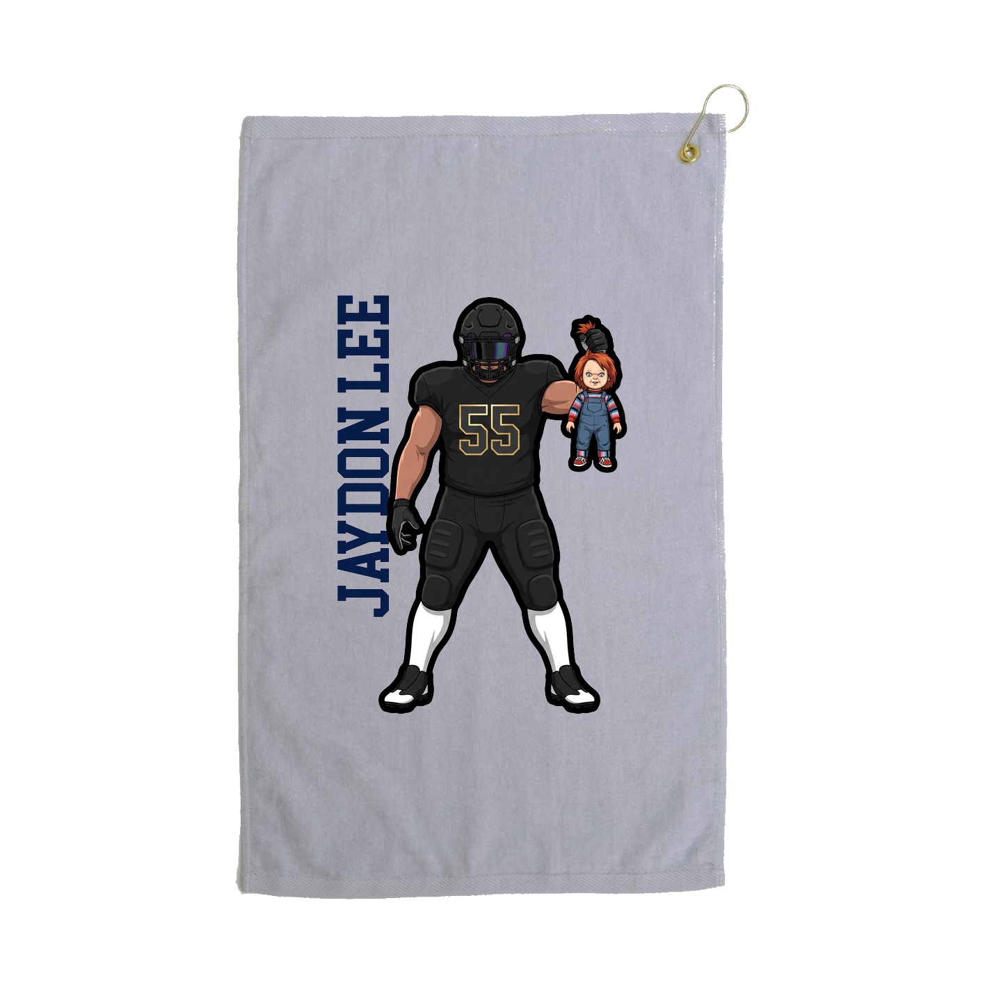 Golf Towel — Name Vertical in Grey