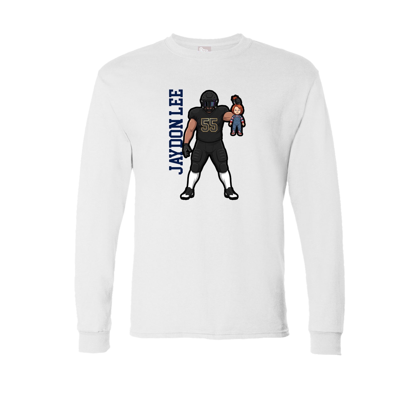 Long Sleeve Tee — Name Vertical in White