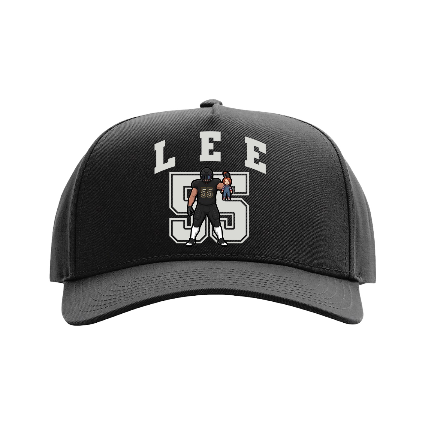 Full Fabric Five-Panel Champ Cap — Number in Black