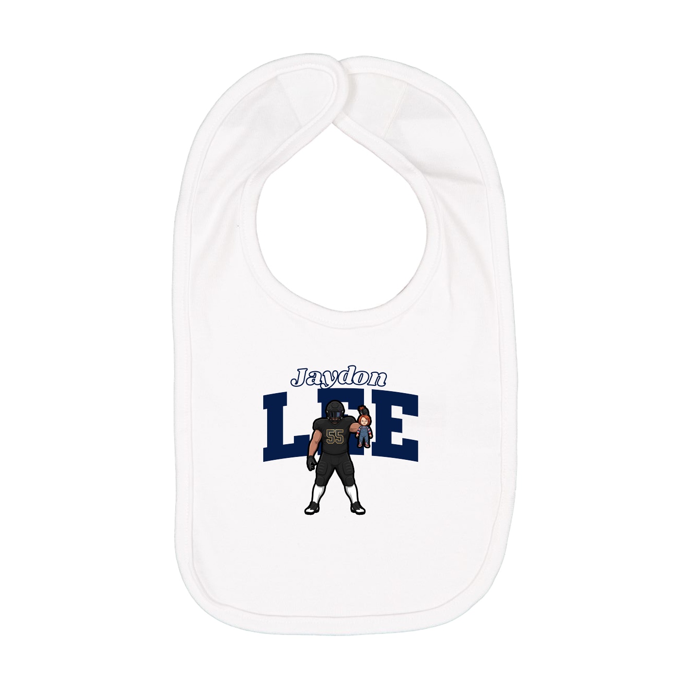 Infant Bib — Name Arch in White