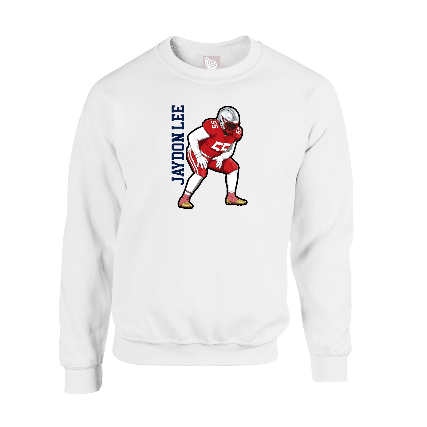 Fleece Crew — Name Vertical in White
