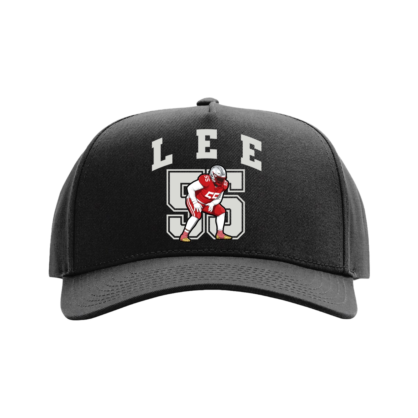 Full Fabric Five-Panel Champ Cap — Number in Black