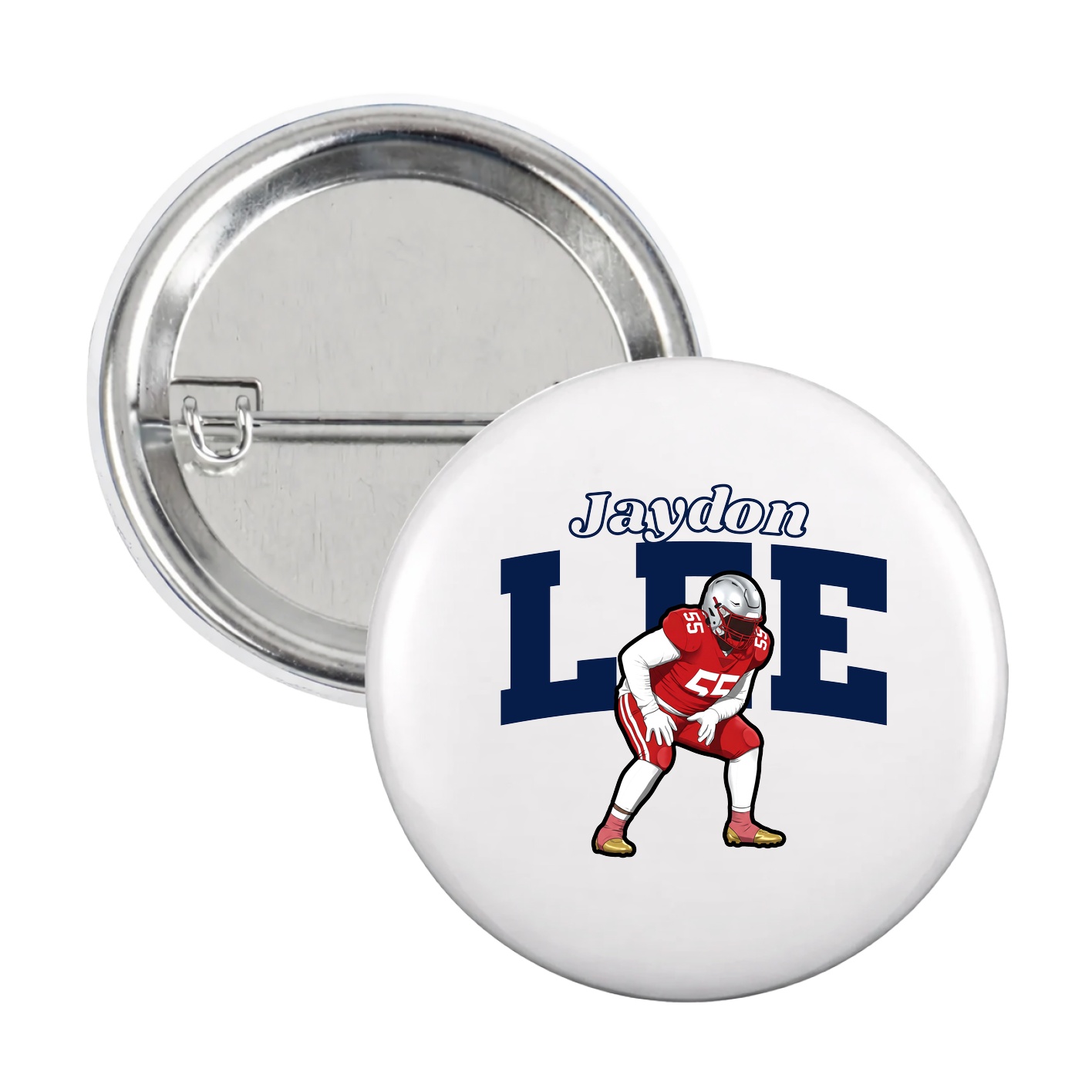 Game Day Button — Name Arch in White