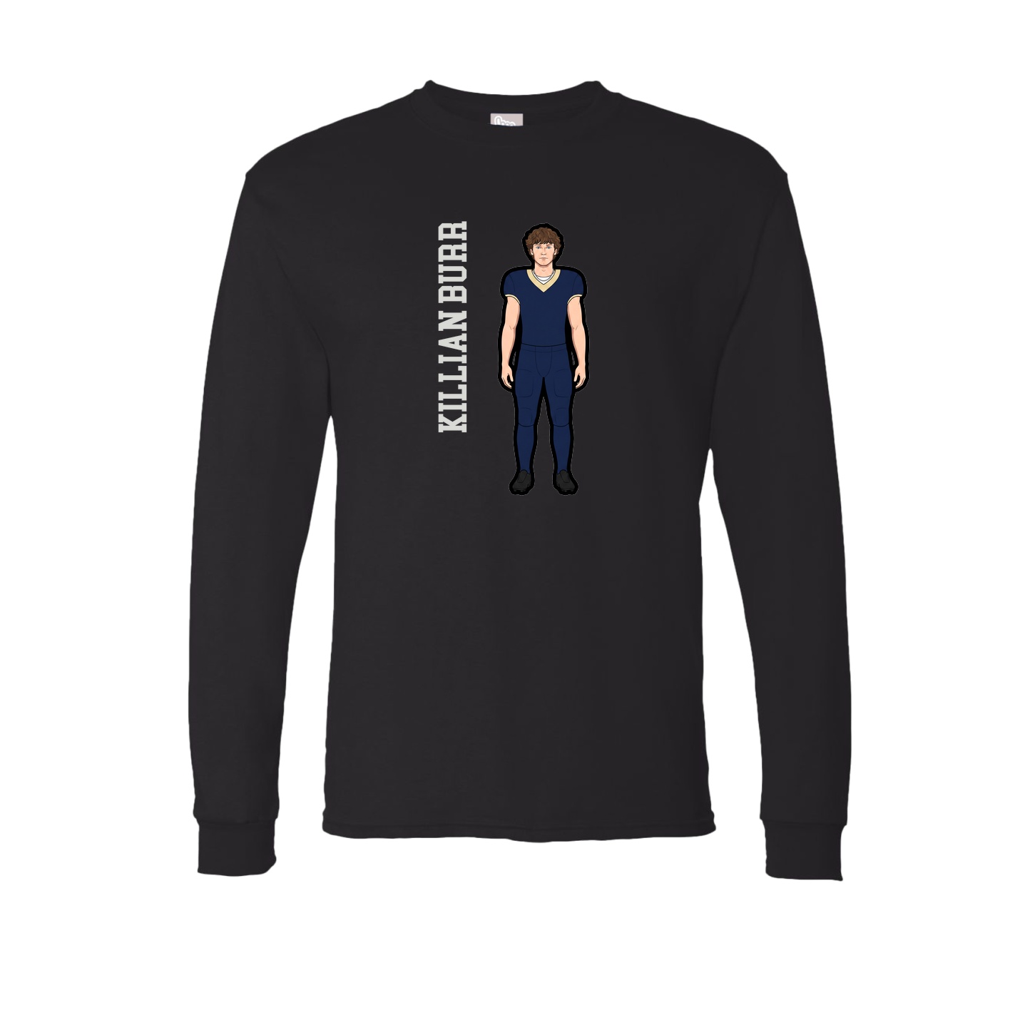 Long Sleeve Tee — Name Vertical in Black