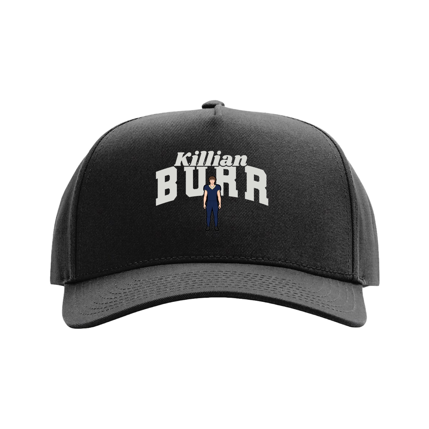 Full Fabric Five-Panel Champ Cap — Signature Arch in Black