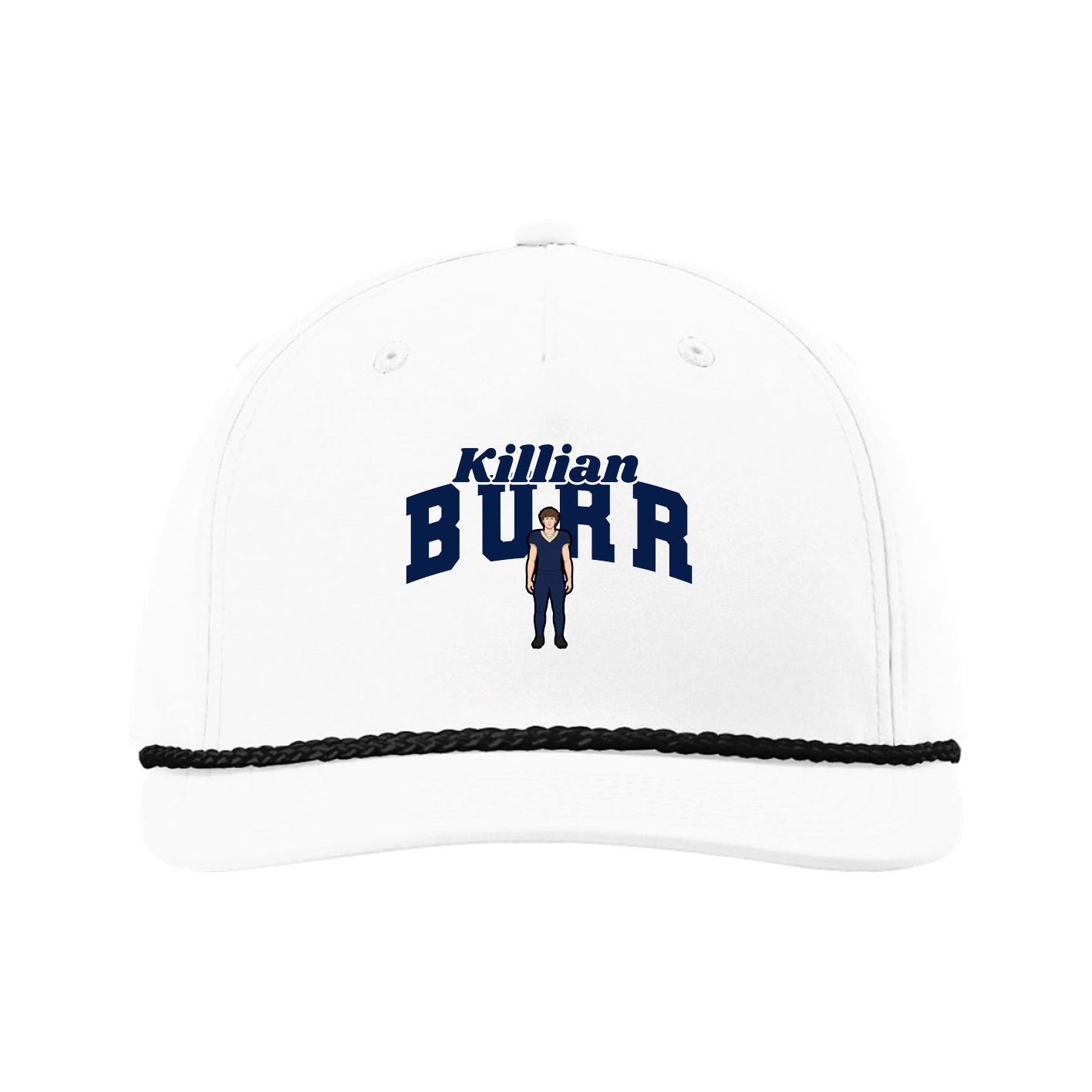 Five-Panel Classic Rope Cap — Signature Arch in White
