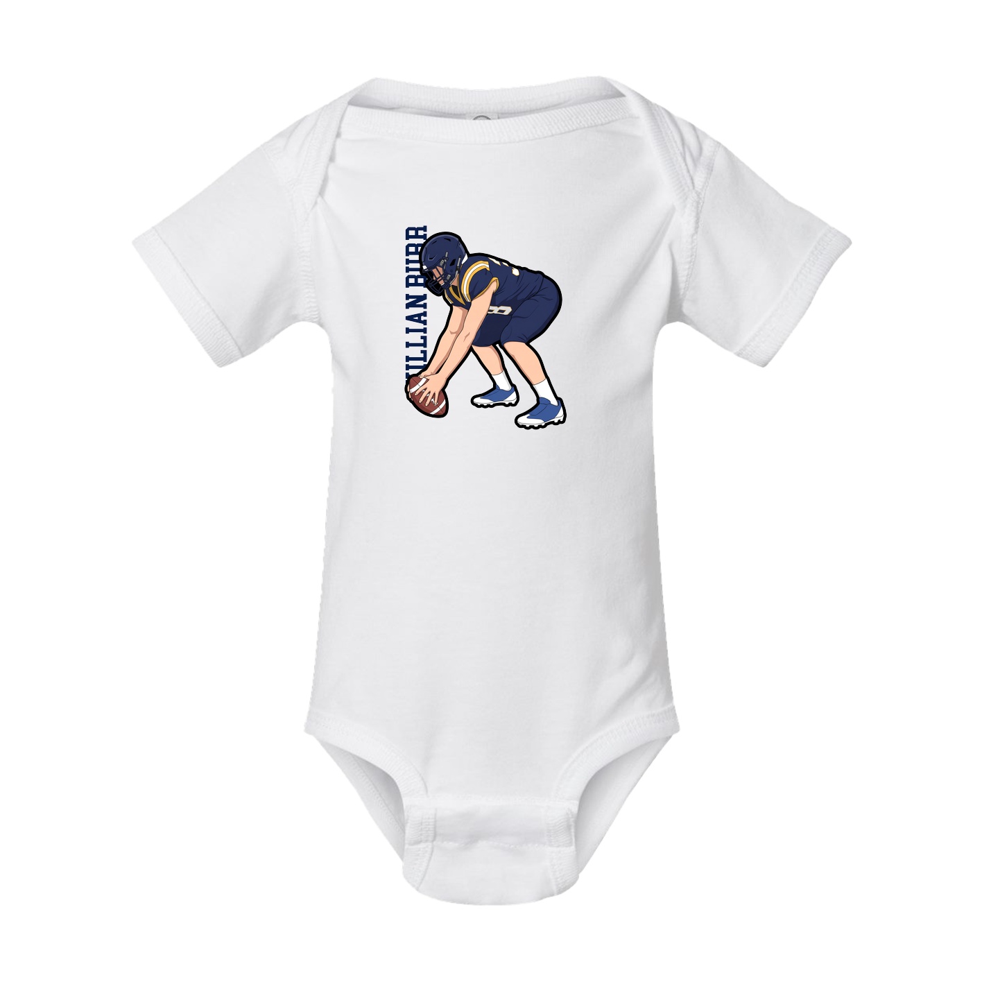 Baby Onesie — Name Vertical in White