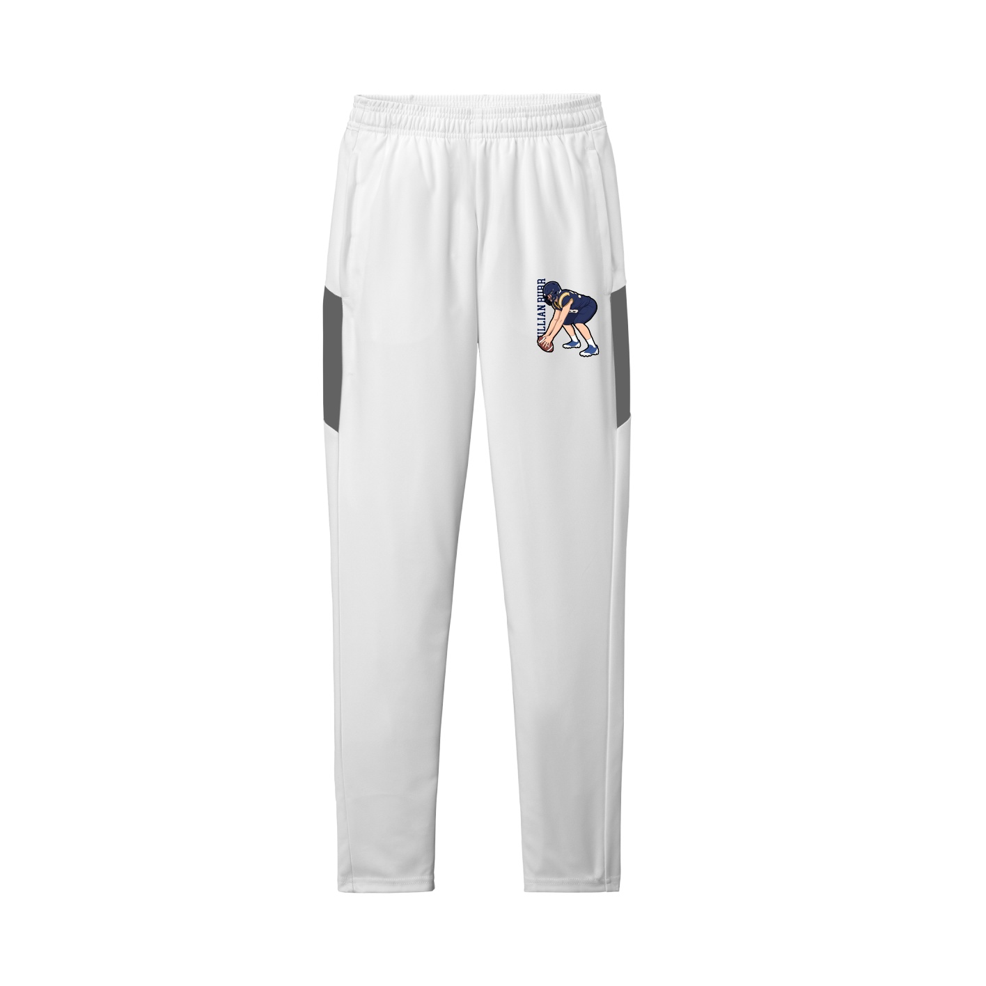 Team Travel Pant — Name Vertical in White/Grey