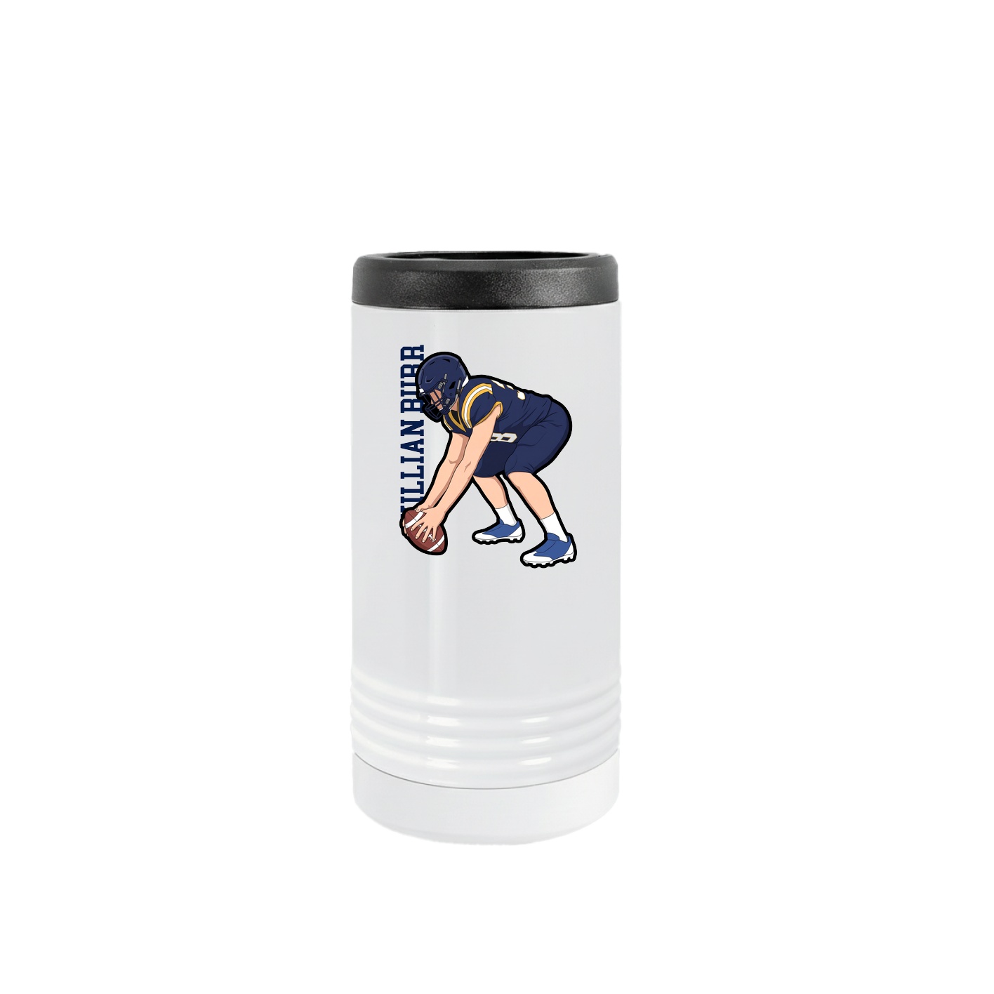 Slim Beverage Holder — Name Vertical in White