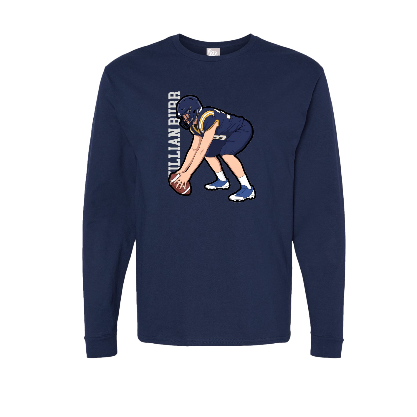 Long Sleeve Tee — Name Vertical in Navy