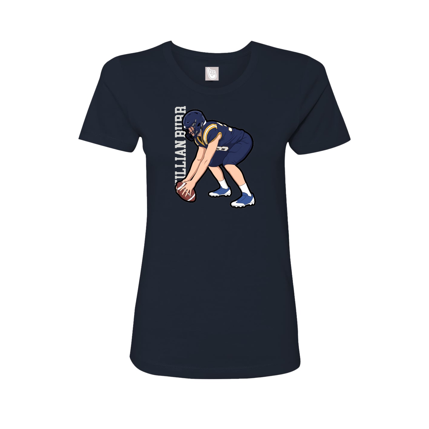 Fitted Women's Tee — Name Vertical in Navy