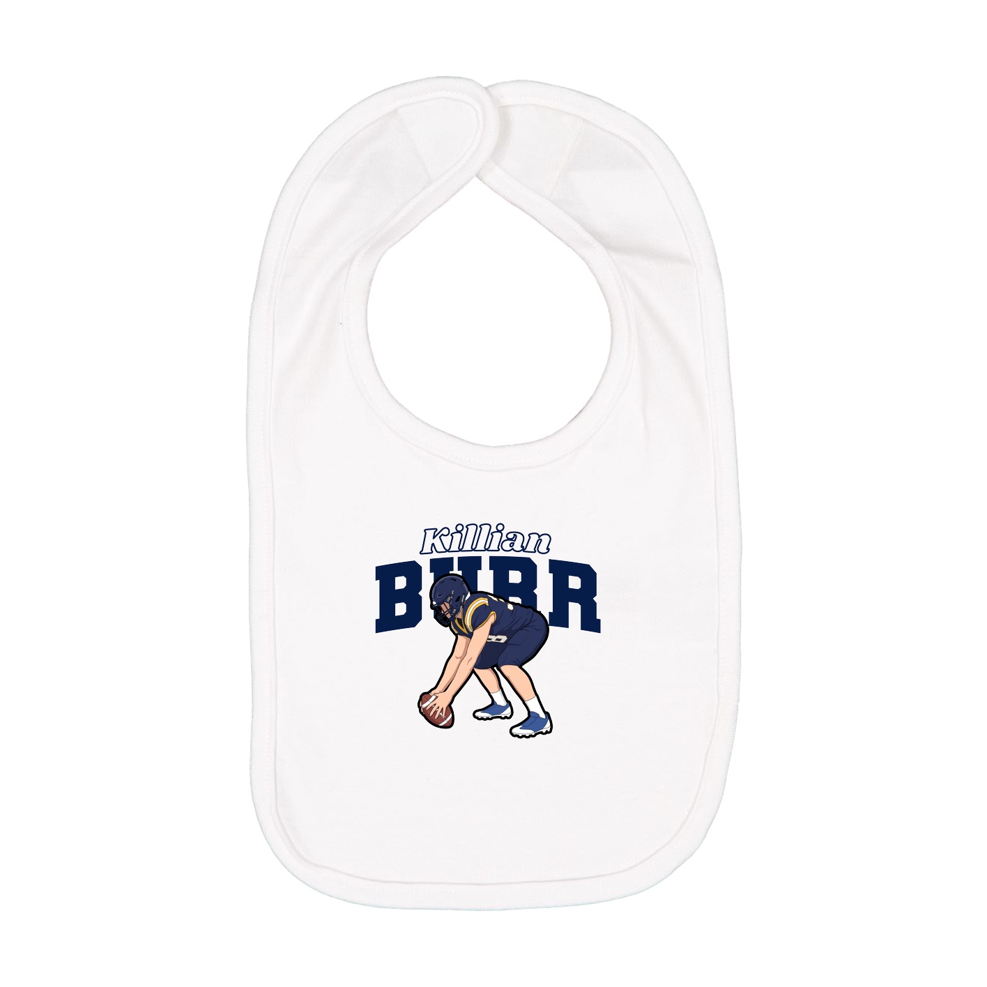 Infant Bib — Name Arch in White