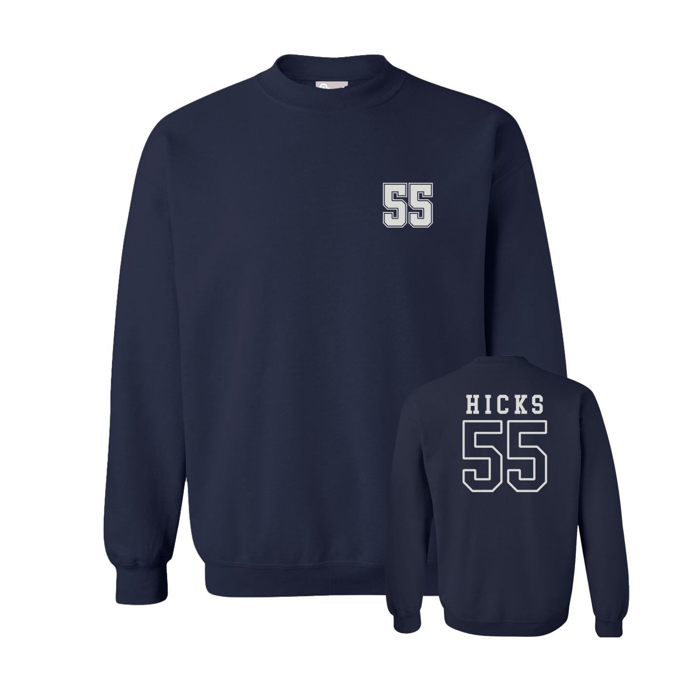 Fleece Crew — Chest Back in Navy