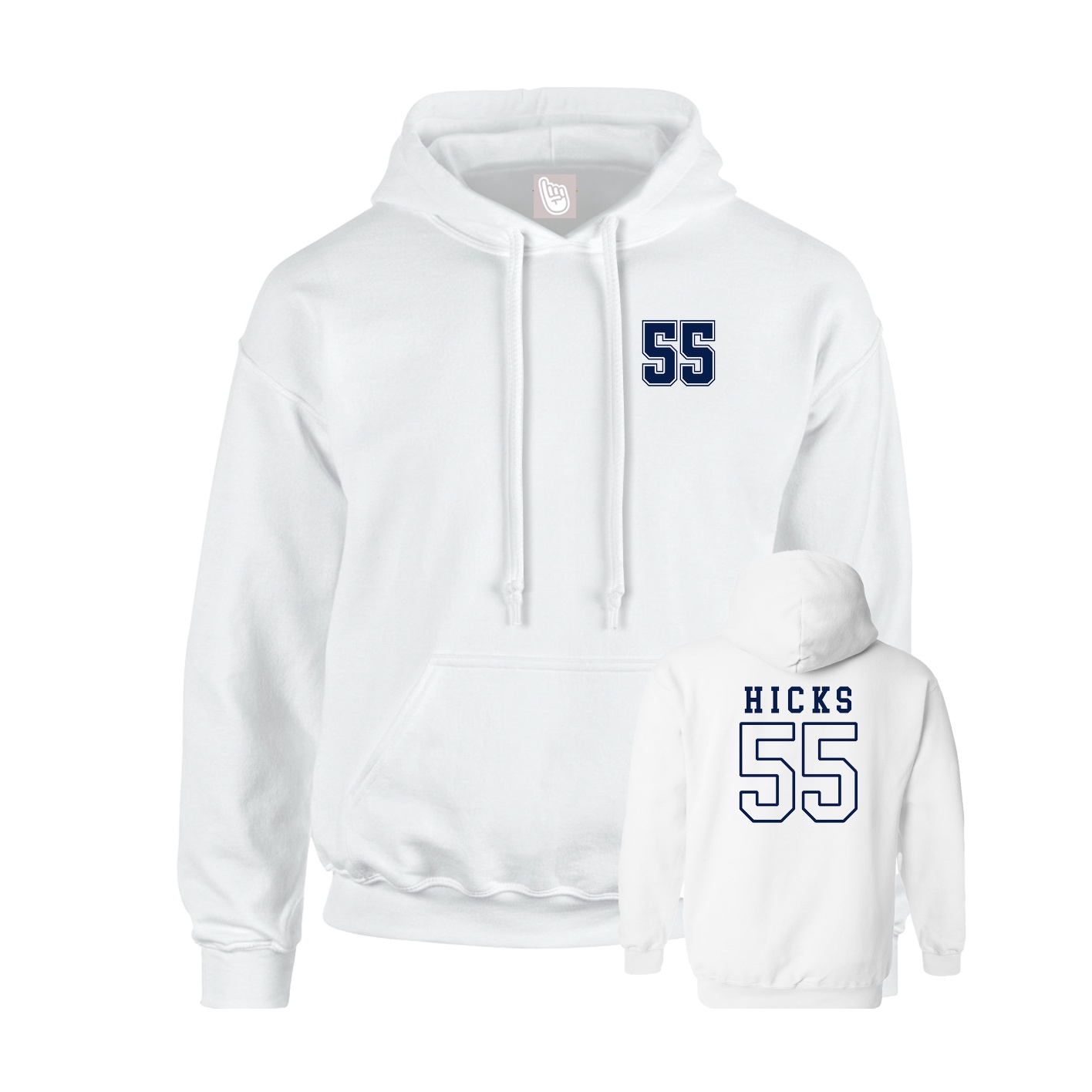 Youth Hoodie — Chest Back in White