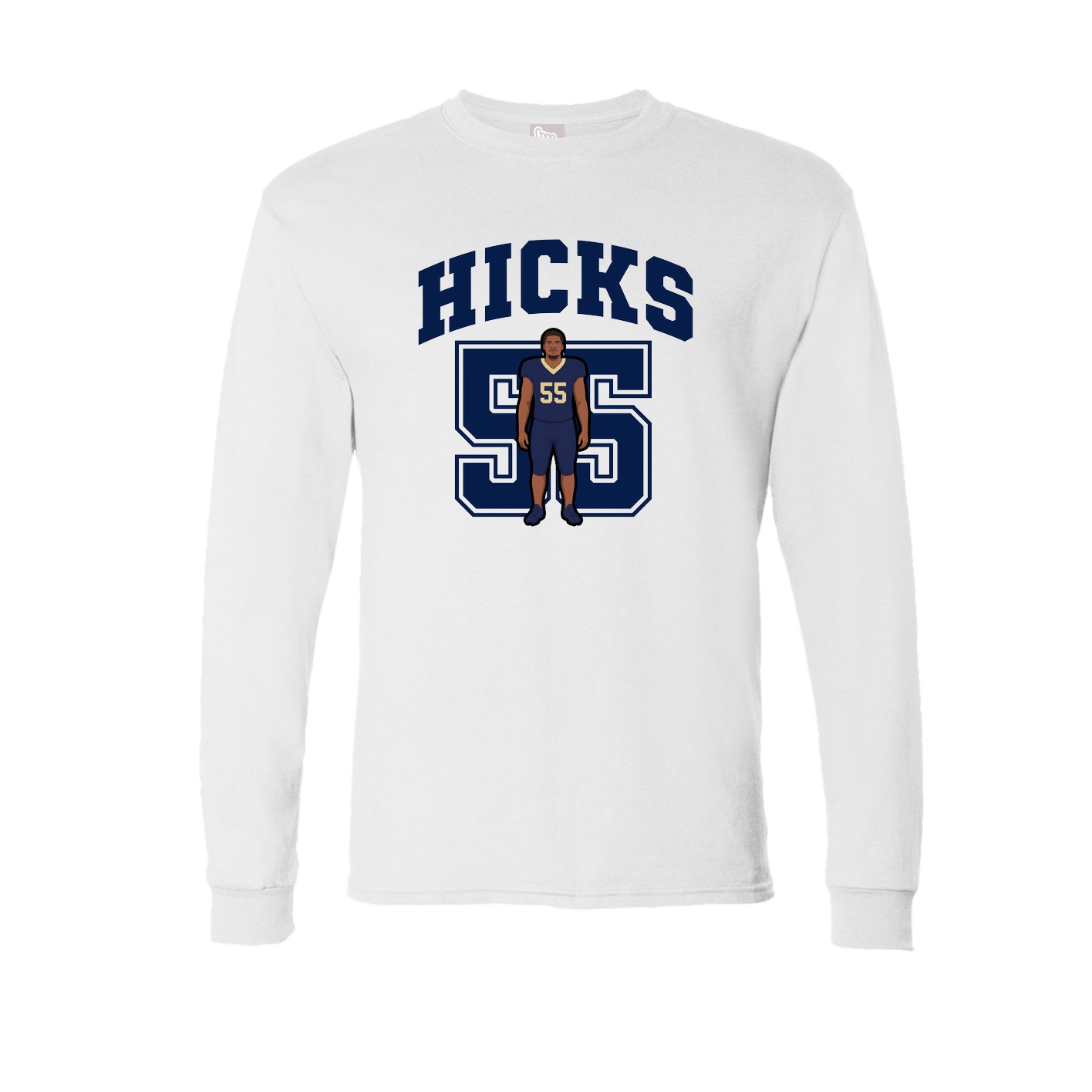 Long Sleeve Tee — Number in White