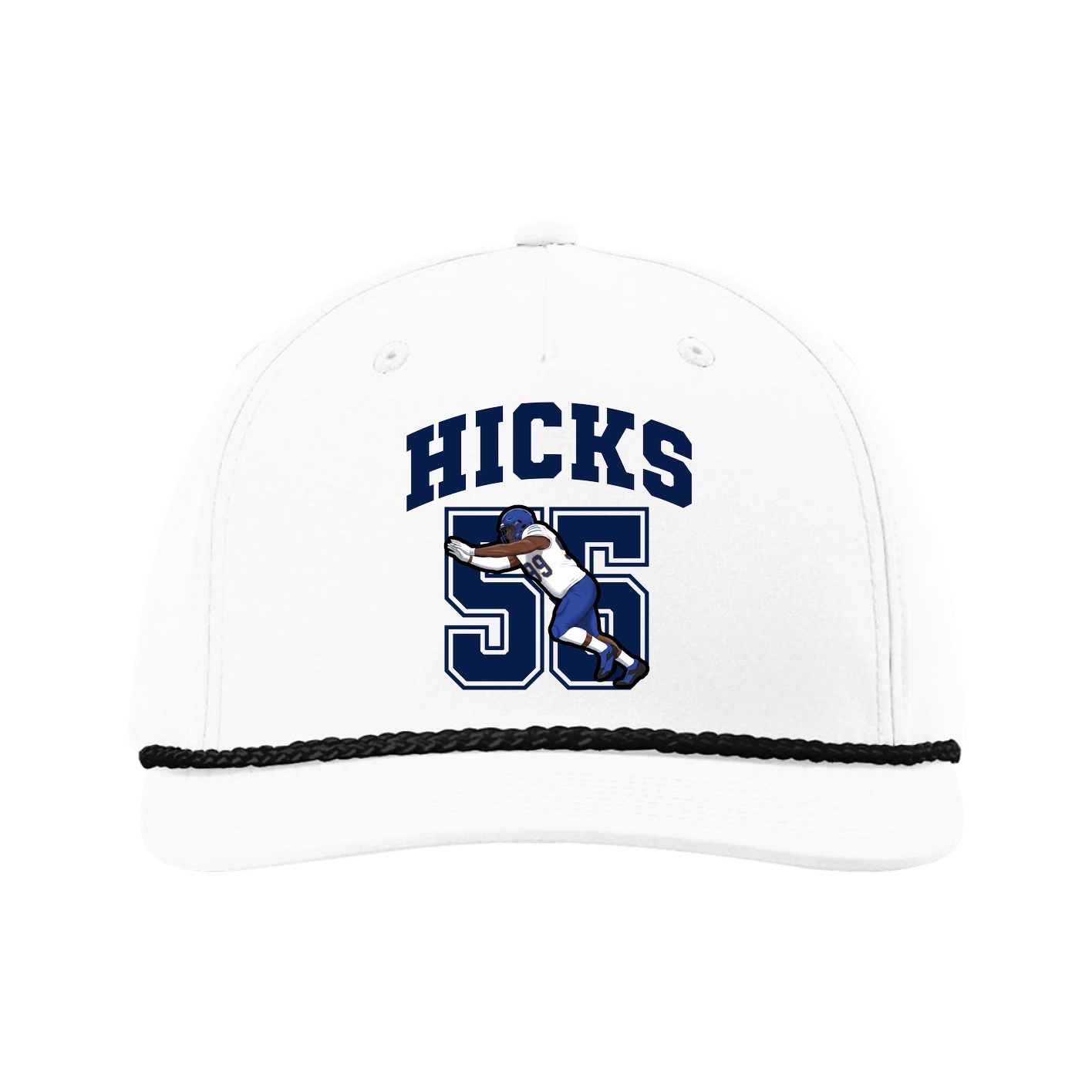 Five-Panel Classic Rope Cap — Number in White