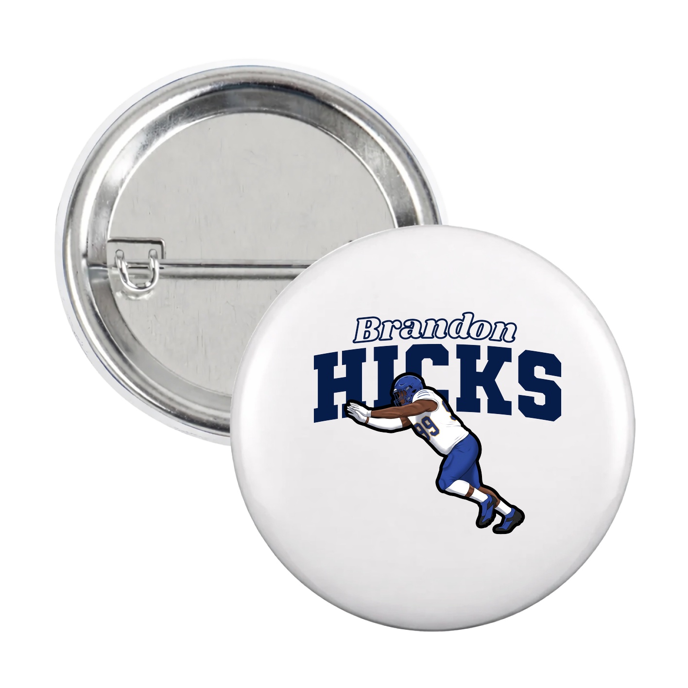 Game Day Button — Name Arch in White
