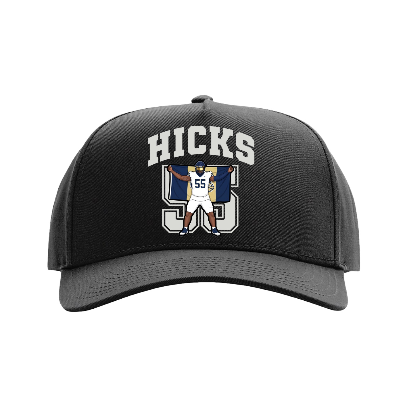 Full Fabric Five-Panel Champ Cap — Number in Black