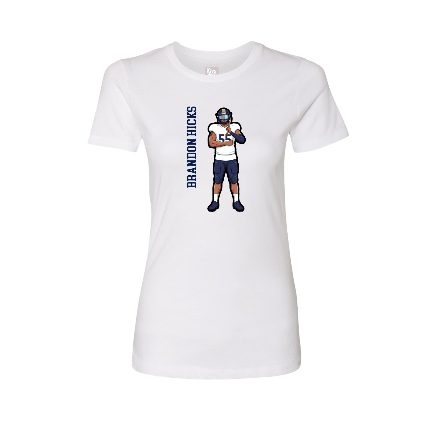 Fitted Women's Tee — Name Vertical in White