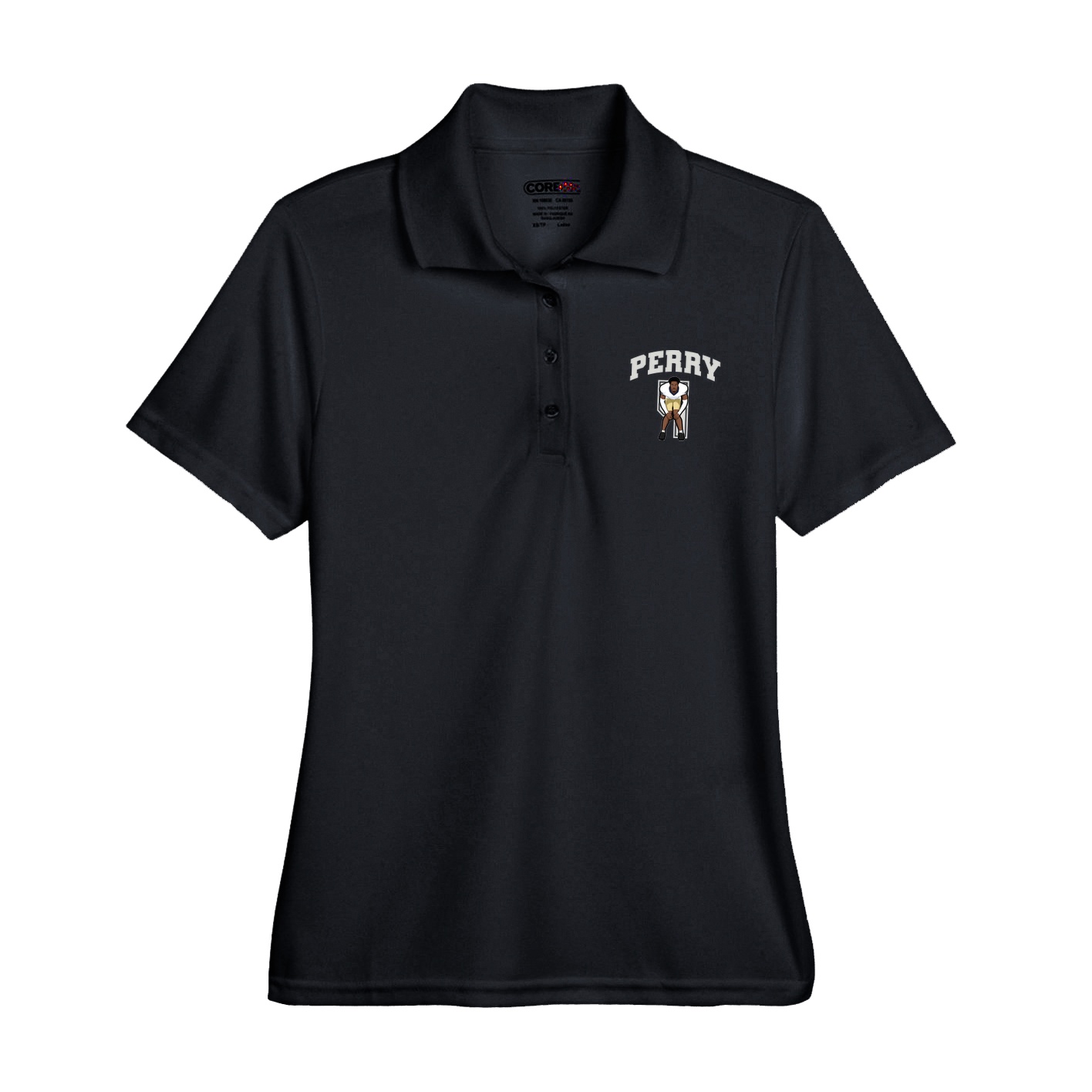 Womens Performance Polo — Number in Black