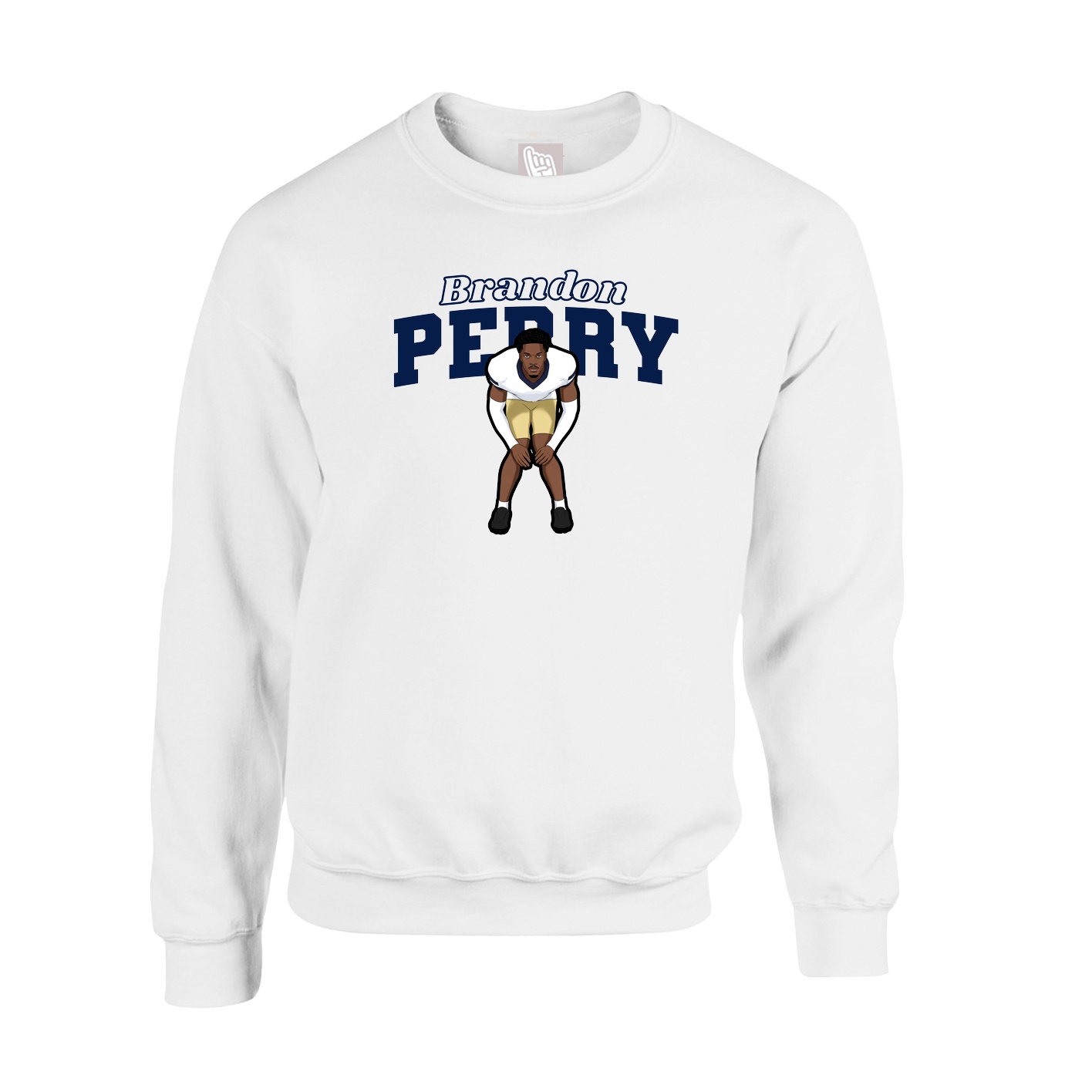 Fleece Crew — Name Arch in White