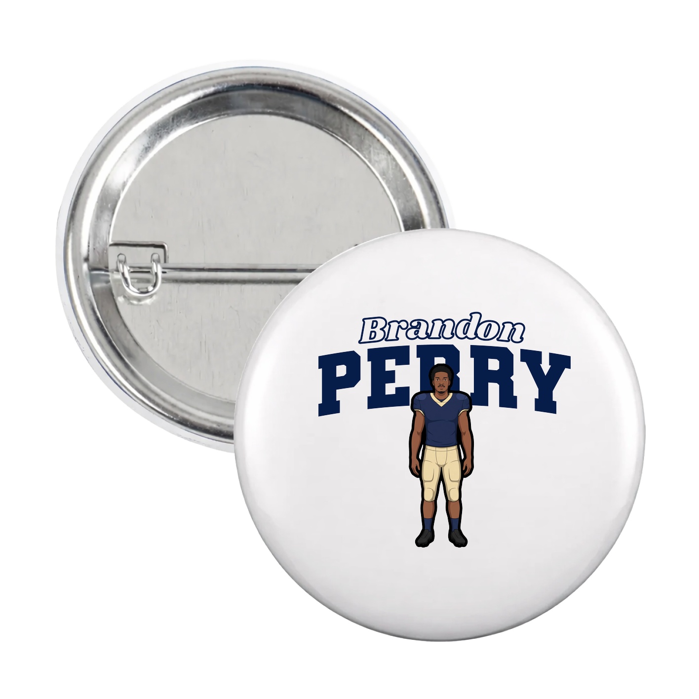 Game Day Button — Name Arch in White