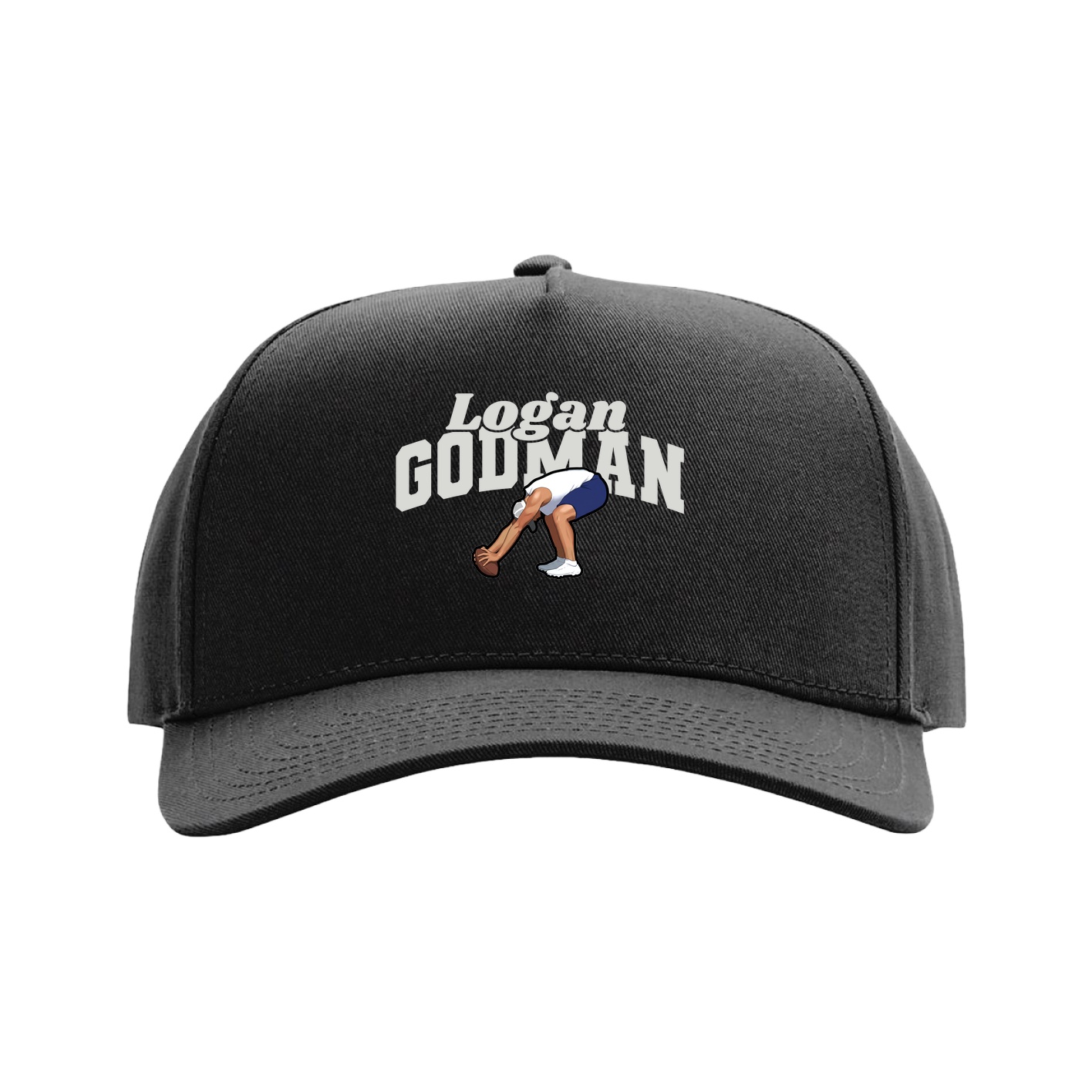 Full Fabric Five-Panel Champ Cap — Signature Arch in Black