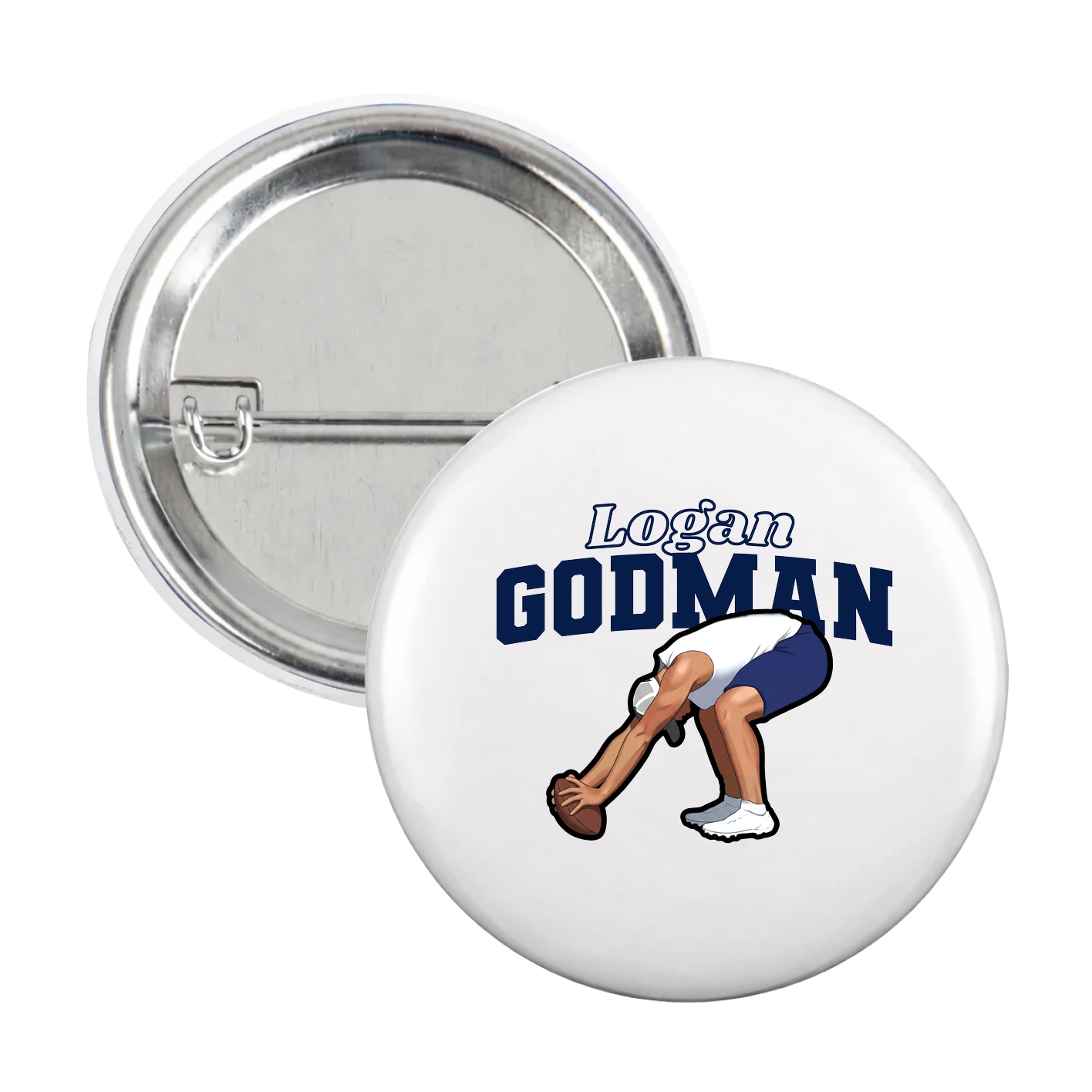 Game Day Button — Name Arch in White