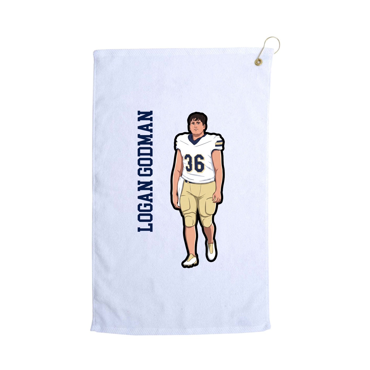 Golf Towel — Name Vertical in White