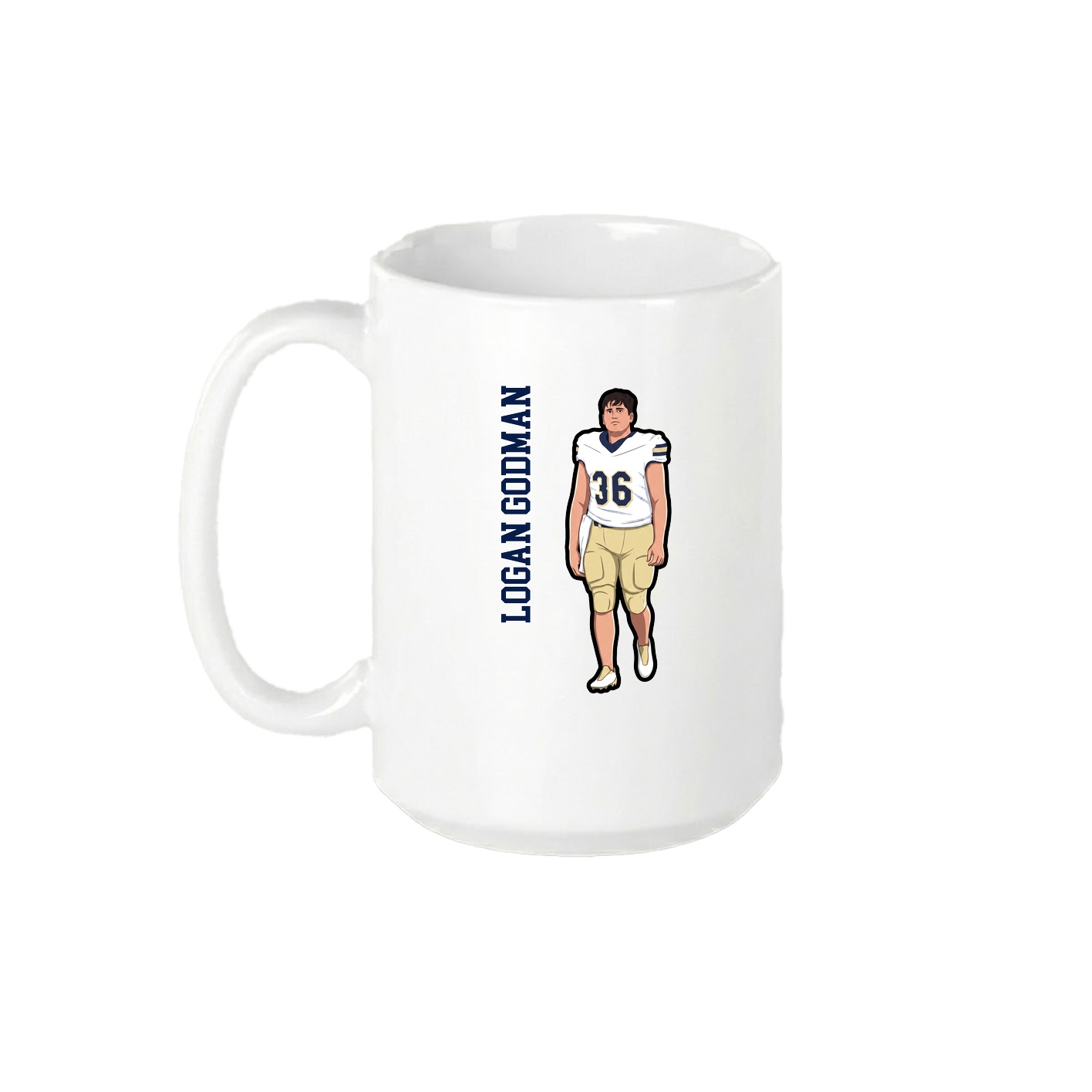 15oz Coffee Mug — Name Vertical in White