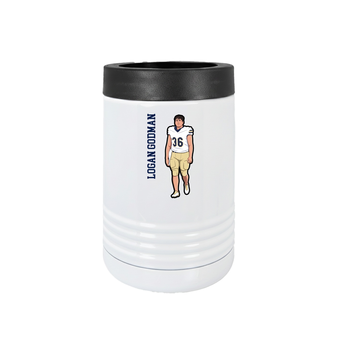 Beverage Holder — Name Vertical in White