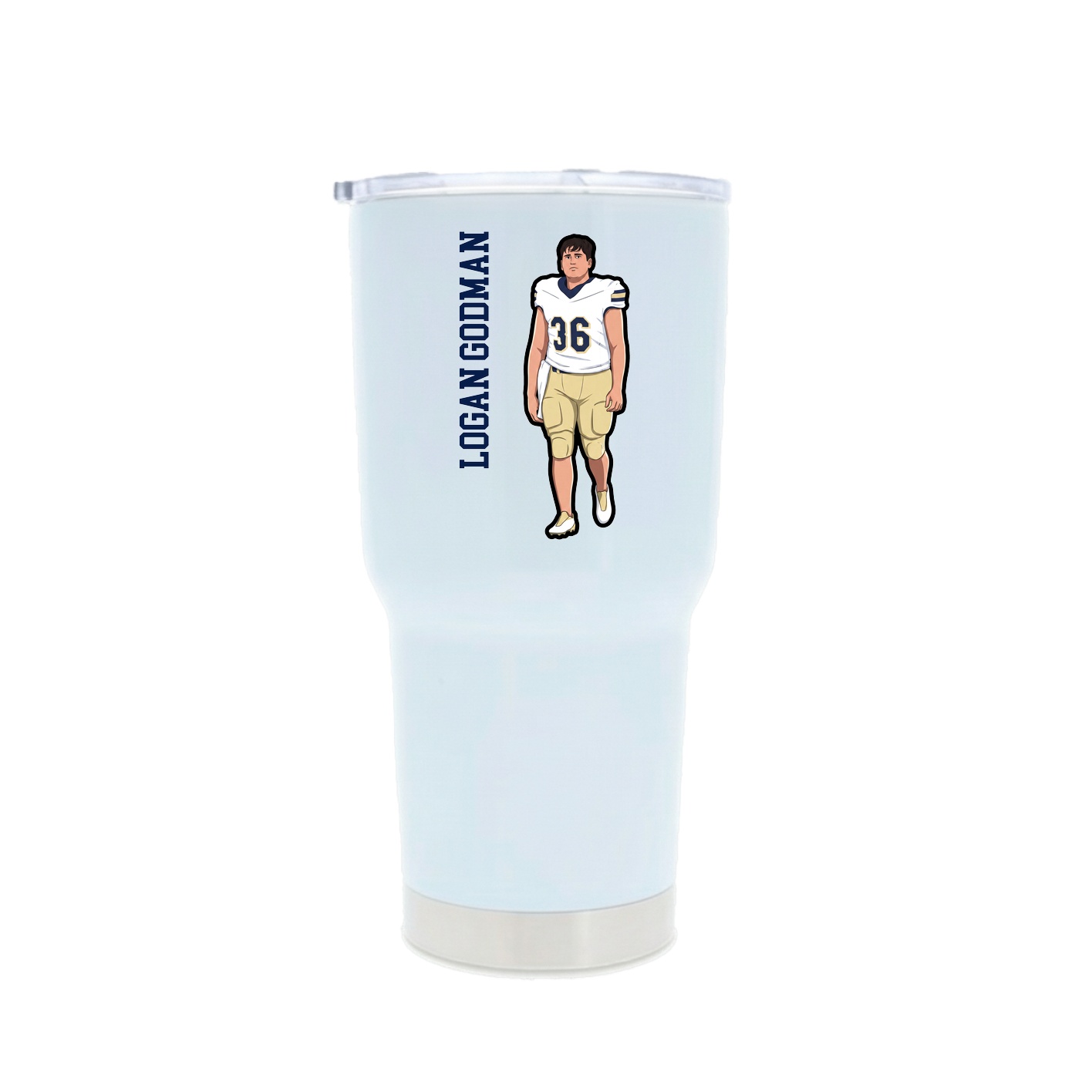 30oz Stainless Steel Tumbler — Name Vertical in White