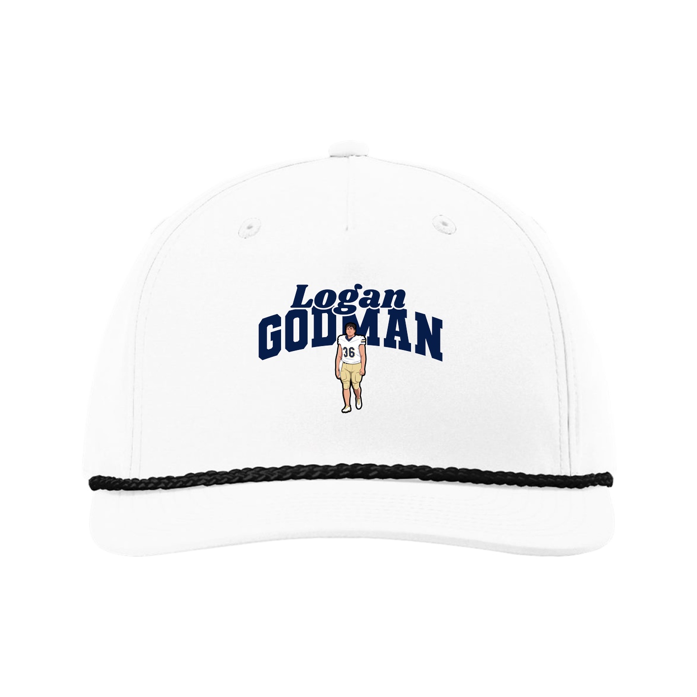 Five-Panel Classic Rope Cap — Signature Arch in White