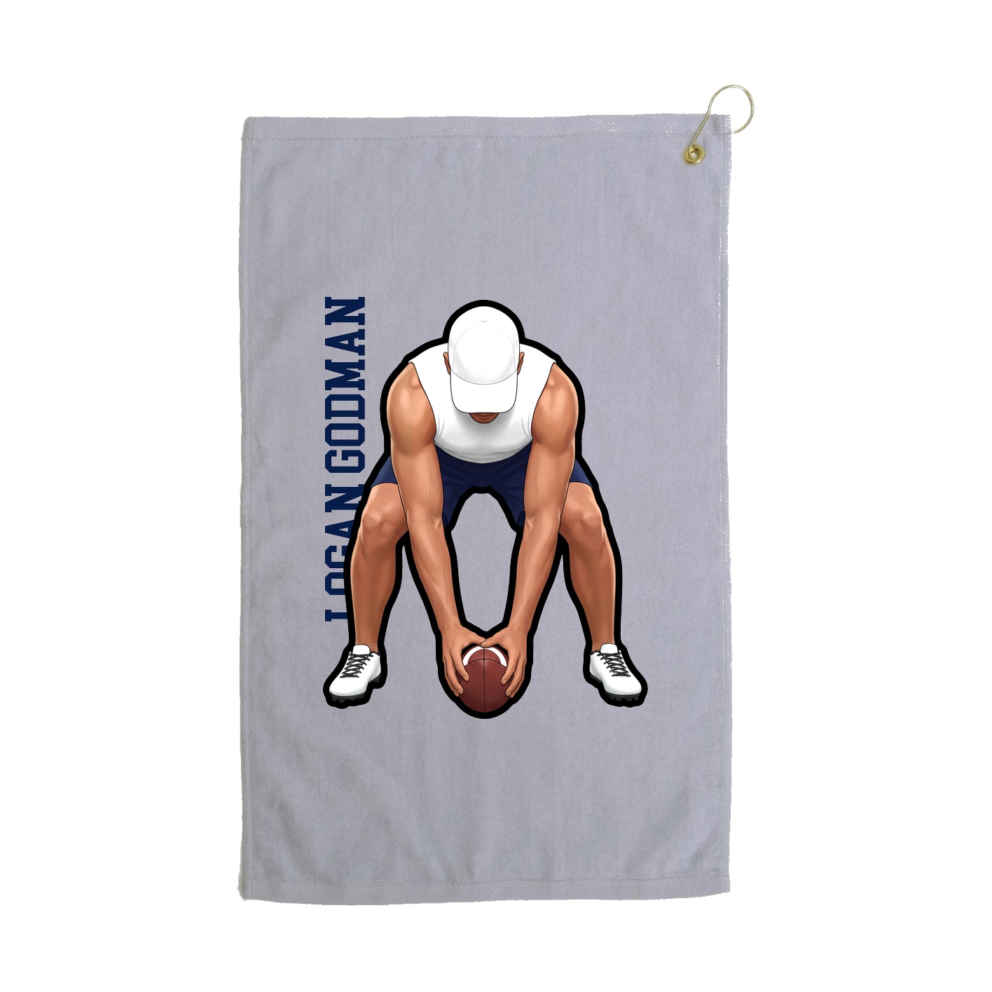 Golf Towel — Name Vertical in Grey
