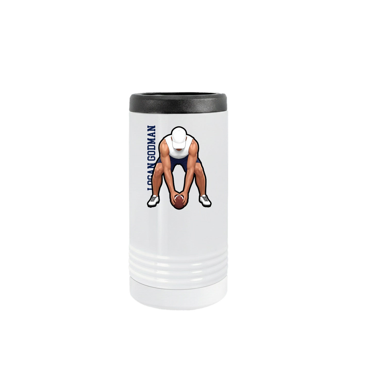 Slim Beverage Holder — Name Vertical in White